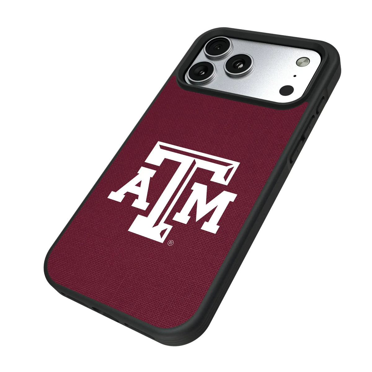 Texas A&M University Aggies Solid iPhone Bump Phone Case for Apple iPhone - Isometric View#Device_iPhone 17 Pro Max