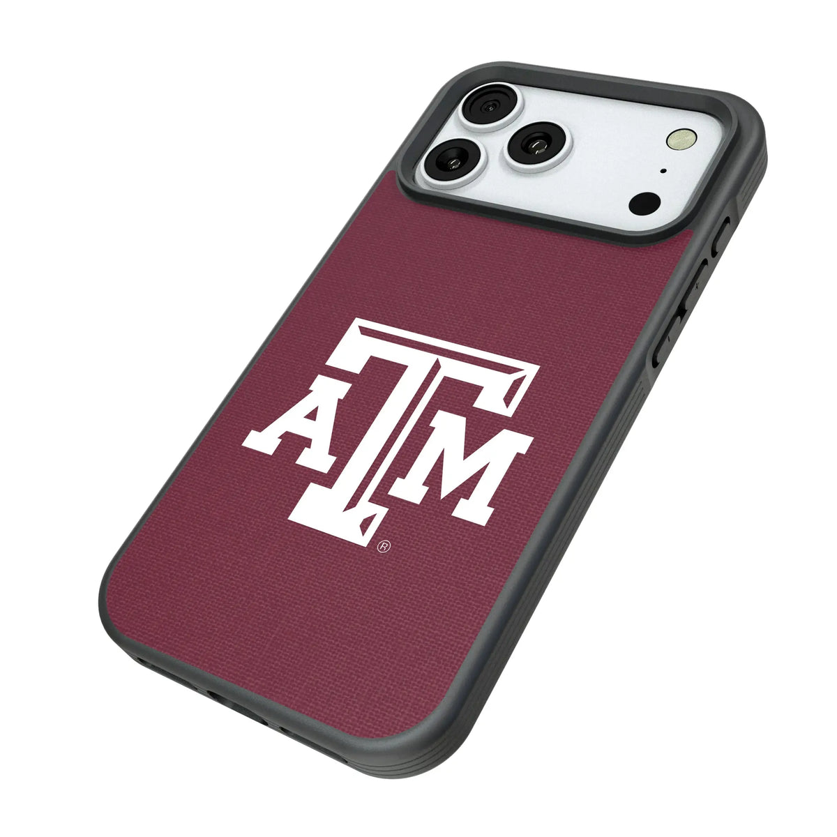 Texas A&M University Aggies Solid iPhone Bump Phone Case for Apple iPhone - Isometric View#Device_iPhone 18 Pro Max