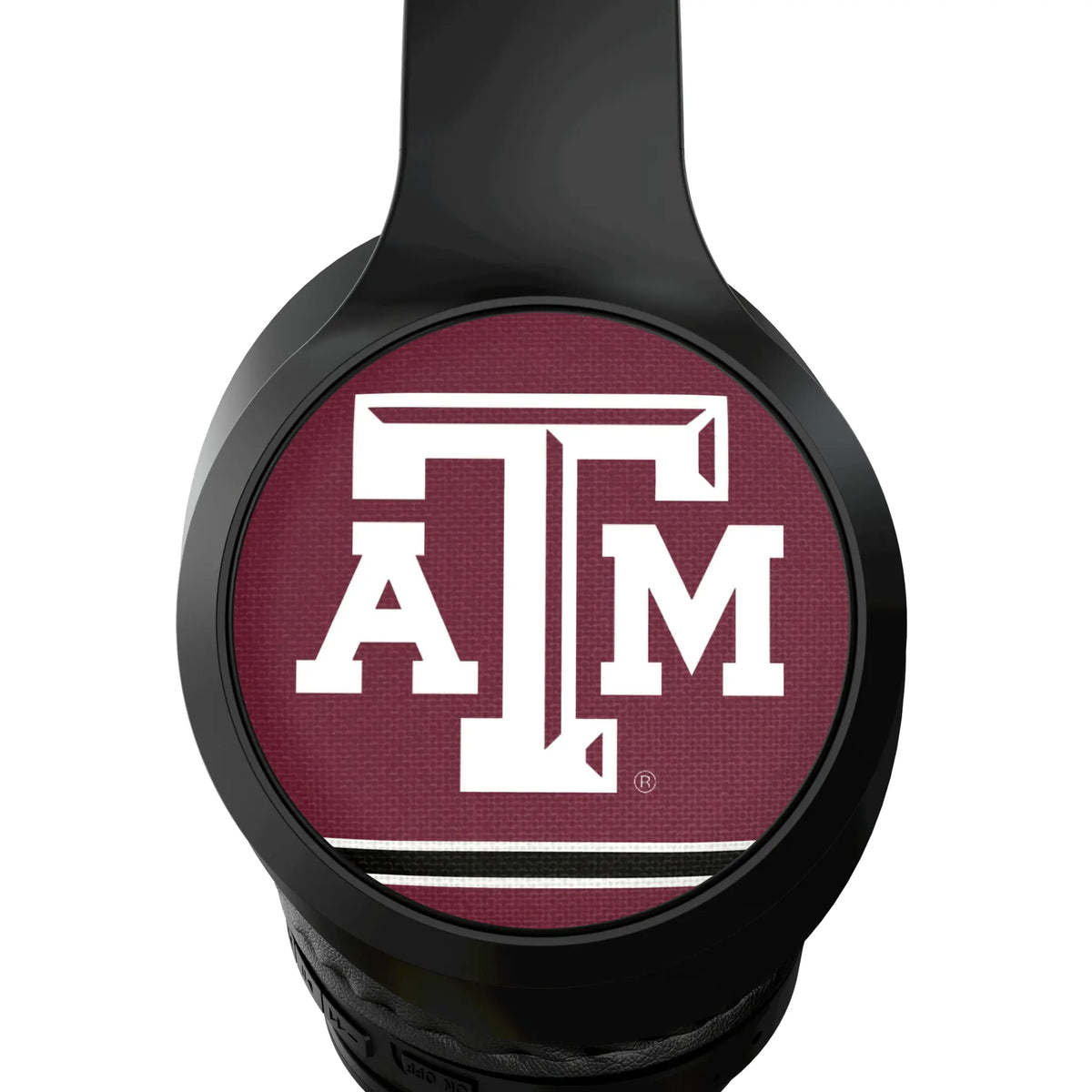 Texas A&M University Aggies Stripe Wireless Over-Ear Headphones With Case - Detail