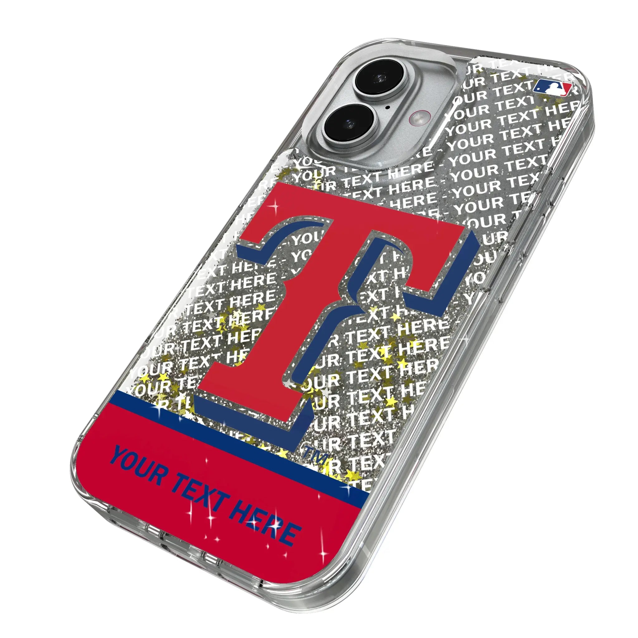 Texas Rangers Personalized EndZone Plus iPhone Glitter Phone Case for Apple iPhone - Isometric View