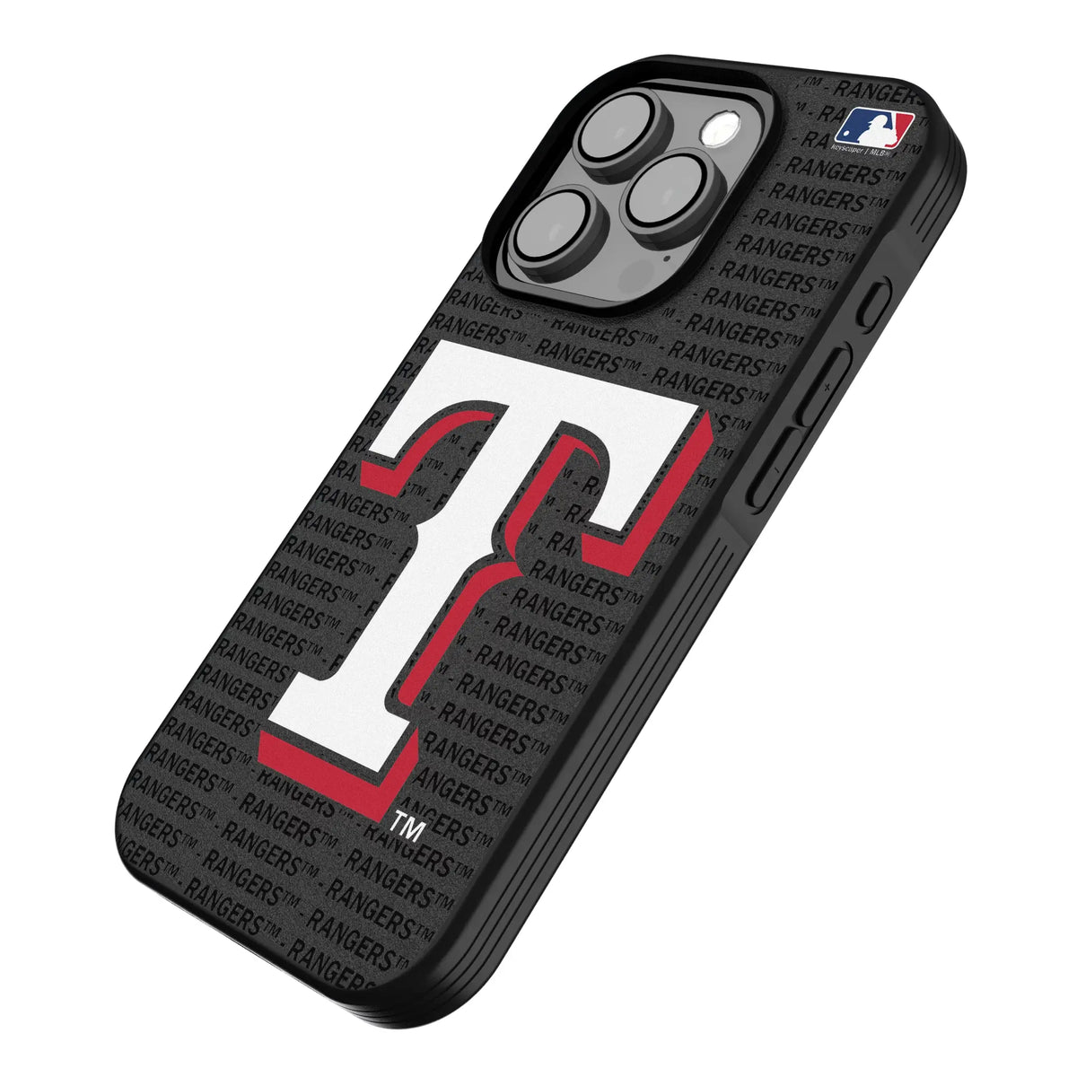Texas Rangers Text Backdrop iPhone Bump Phone Case for Apple iPhone - Isometric View