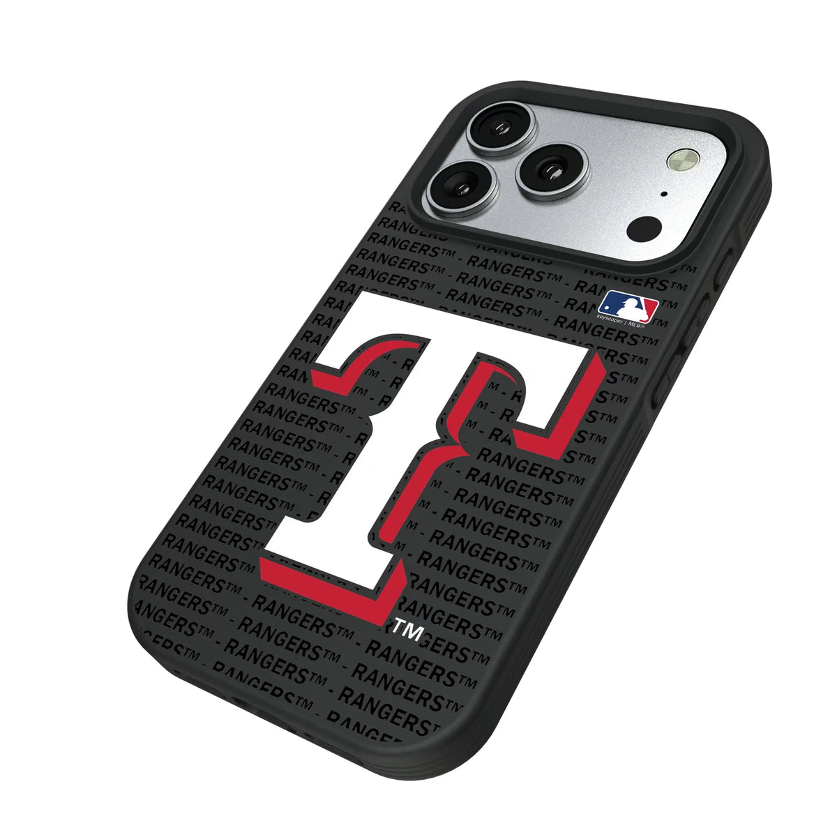 Texas Rangers Text Backdrop iPhone Bump Phone Case for Apple iPhone - Isometric View#Device_iPhone 17 Pro