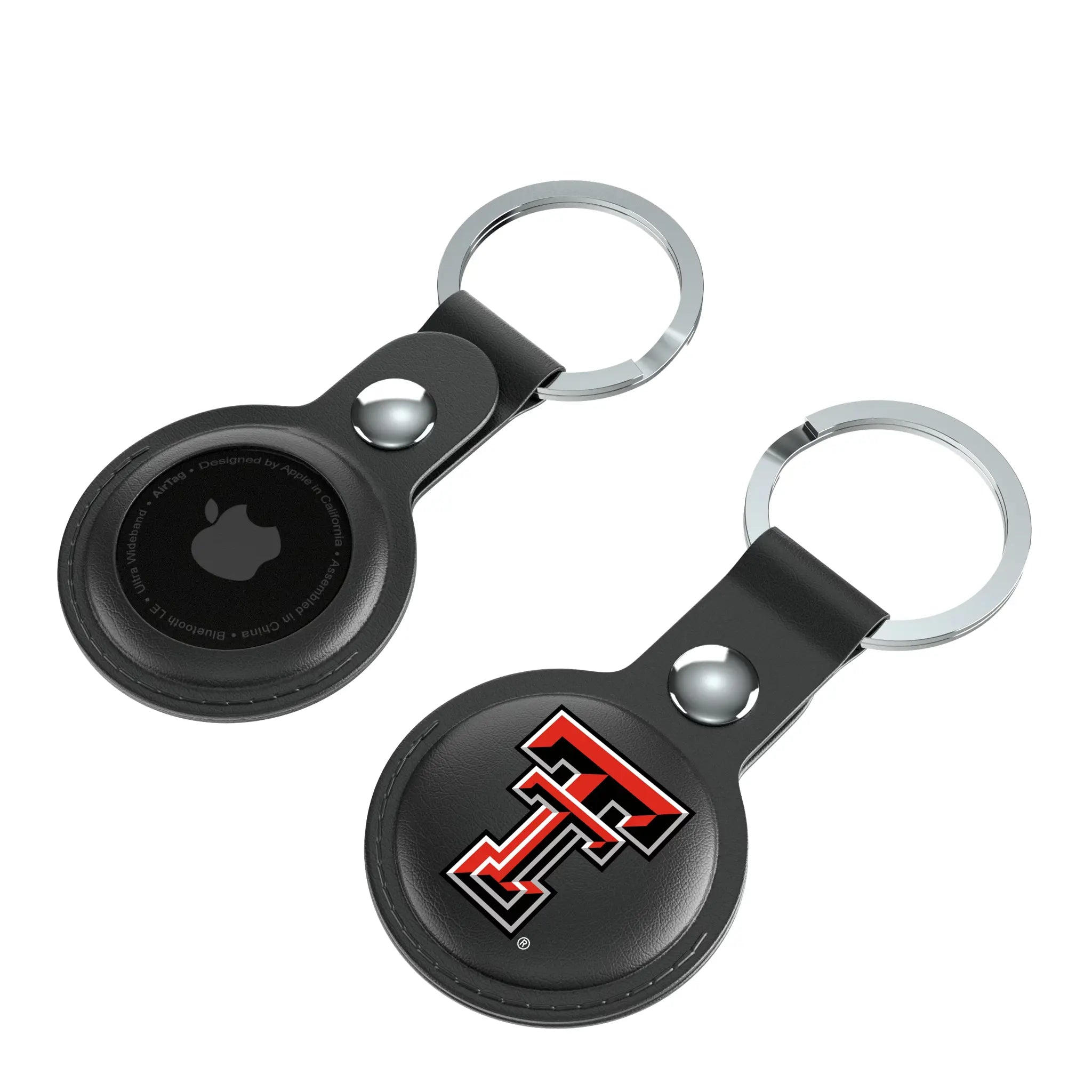 Texas Tech Red Raiders Insignia AirTag Black Airtag Holder 2-Pack - Isometric View