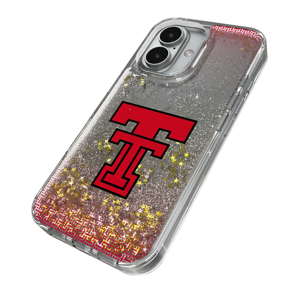 Texas Tech Red Raiders Linen iPhone Glitter Phone Case for Apple iPhone - Isometric View#Device_iPhone 17