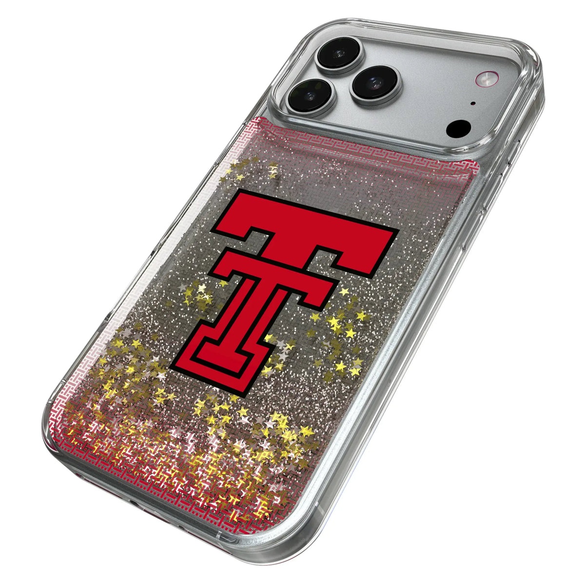 Texas Tech Red Raiders Linen iPhone Glitter Phone Case for Apple iPhone - Isometric View#Device_iPhone 17 Pro Max