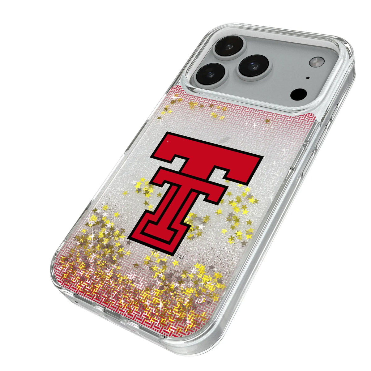 Texas Tech Red Raiders Linen iPhone Glitter Phone Case for Apple iPhone - Isometric View#Device_iPhone 18 Pro