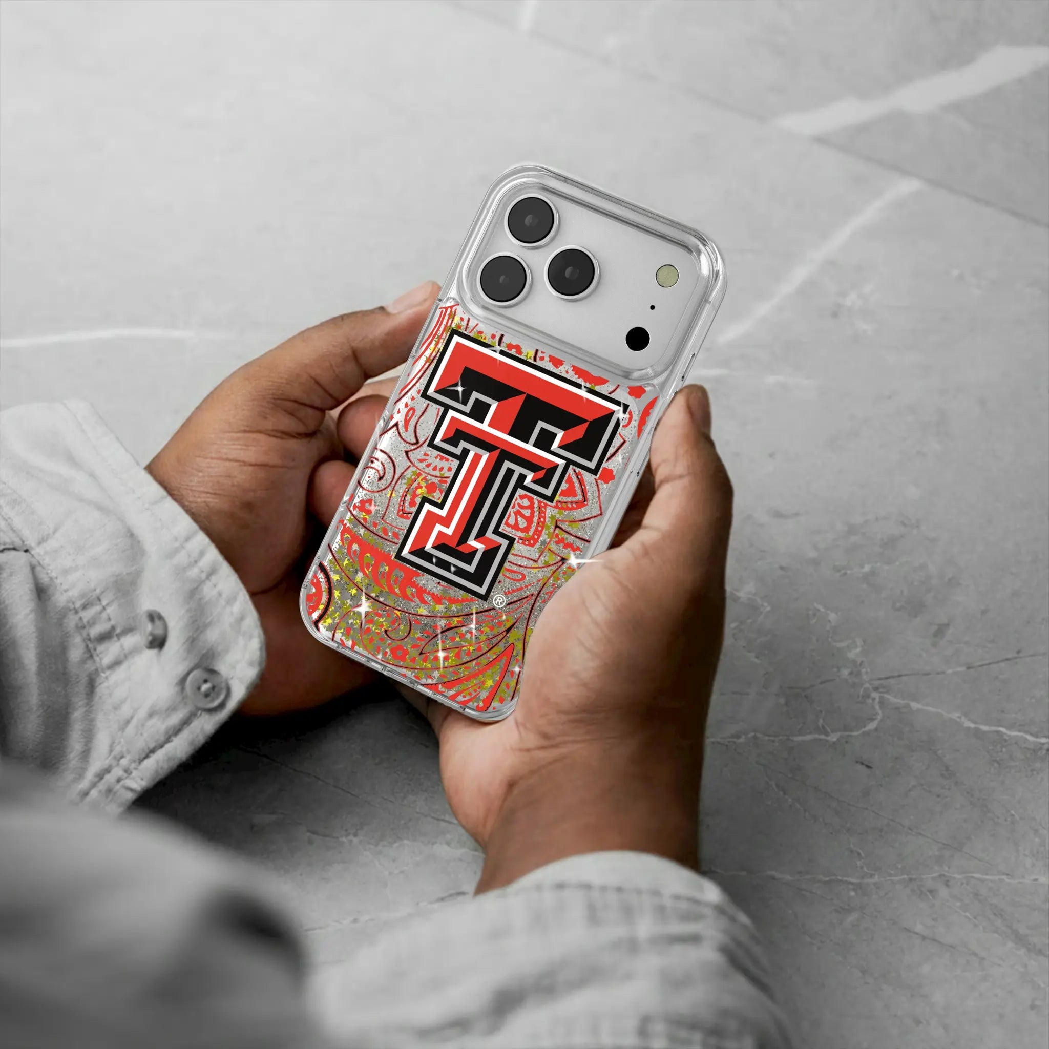 Texas Tech Red Raiders Paisley iPhone Glitter Phone Case for Apple iPhone - Lifestyle