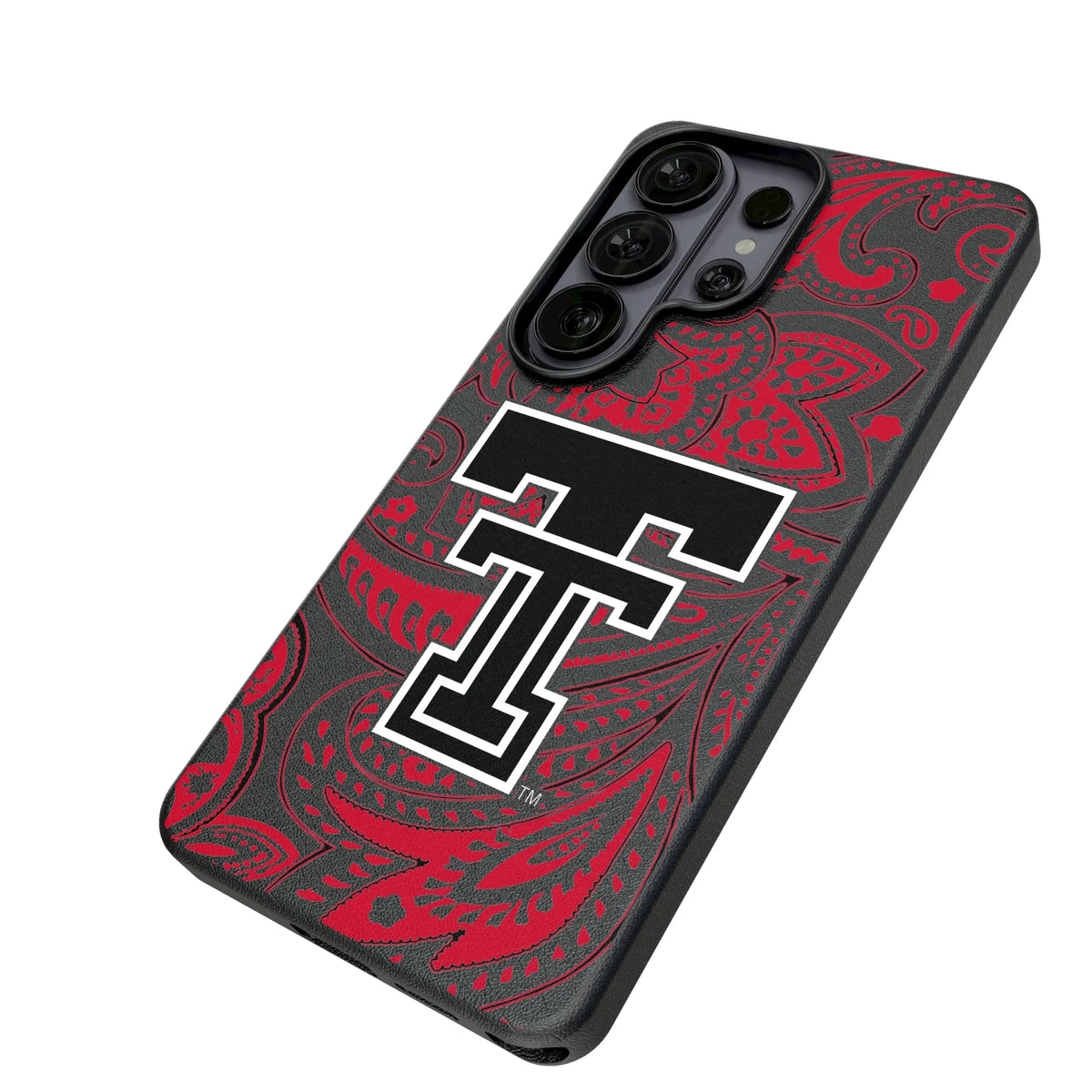 Texas Tech Red Raiders Paisley Galaxy MagSafe Compatible Phone Case for Samsung Galaxy - Isometric View#Device_Galaxy S26 Ultra