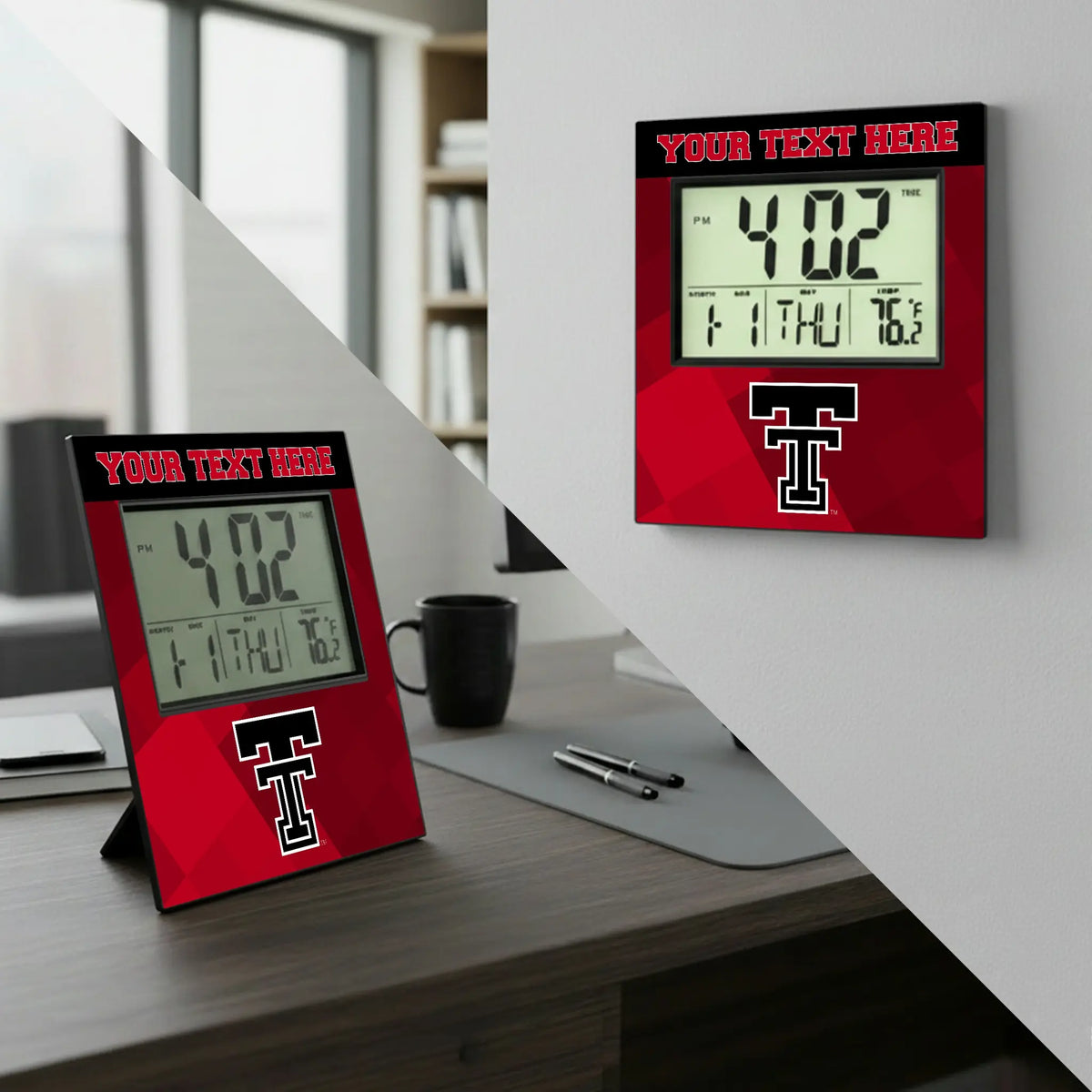 Texas Tech Red Raiders Personalized Color Block Wall Clock - Lifestyle