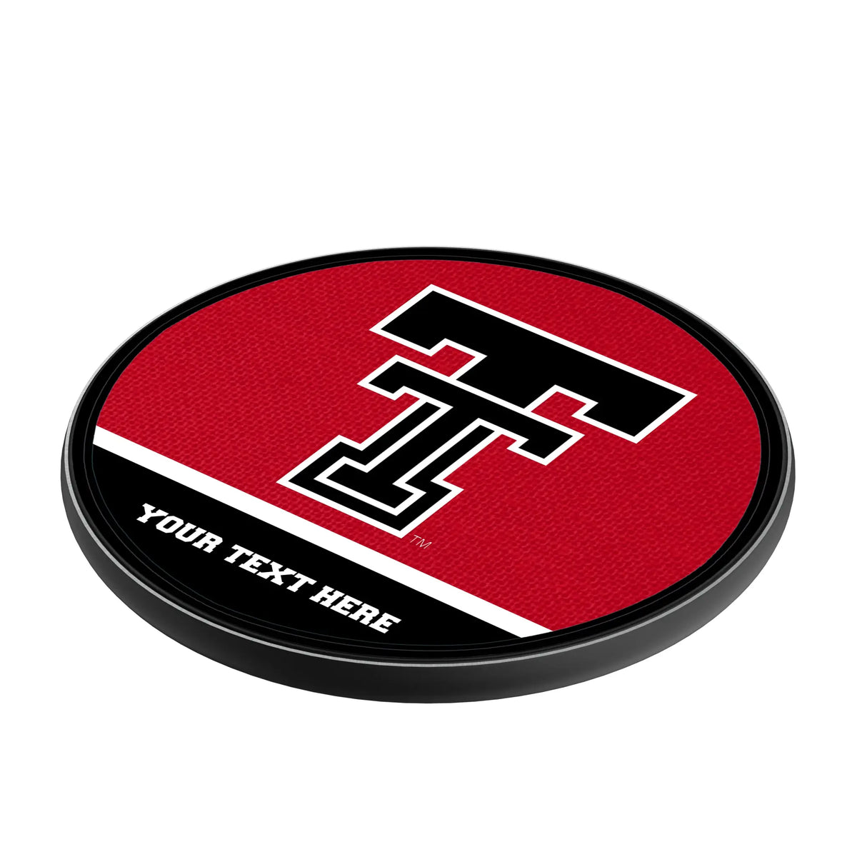 Texas Tech Red Raiders Personalized Endzone Solid 15-Watt Wireless Charger - Isometric View