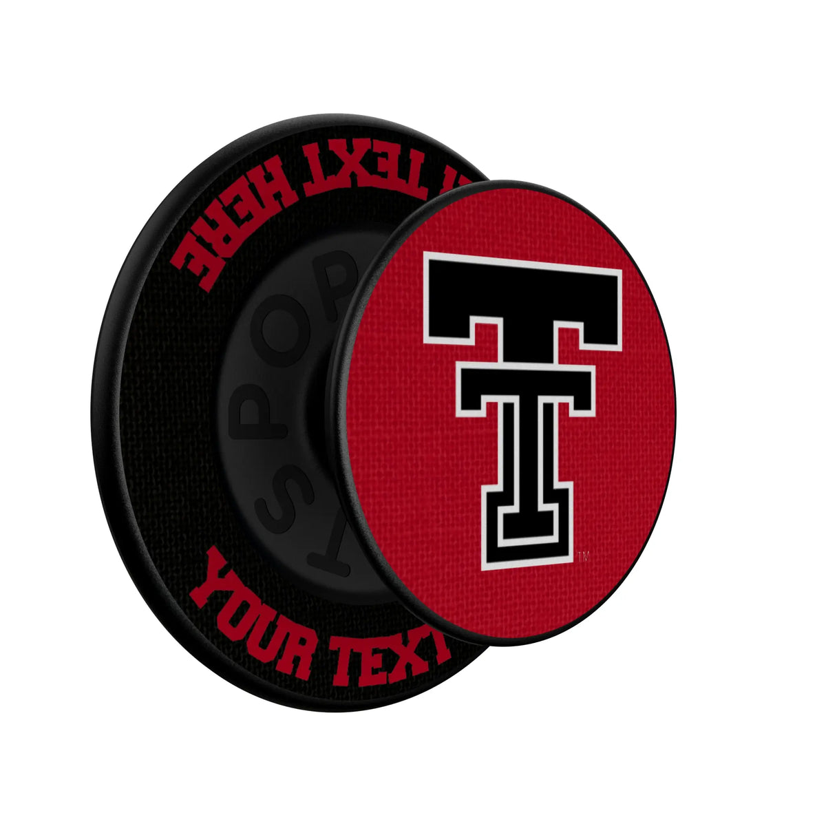 Texas Tech Red Raiders Personalized Endzone Solid Popsockets Round Magnetic - Isometric View