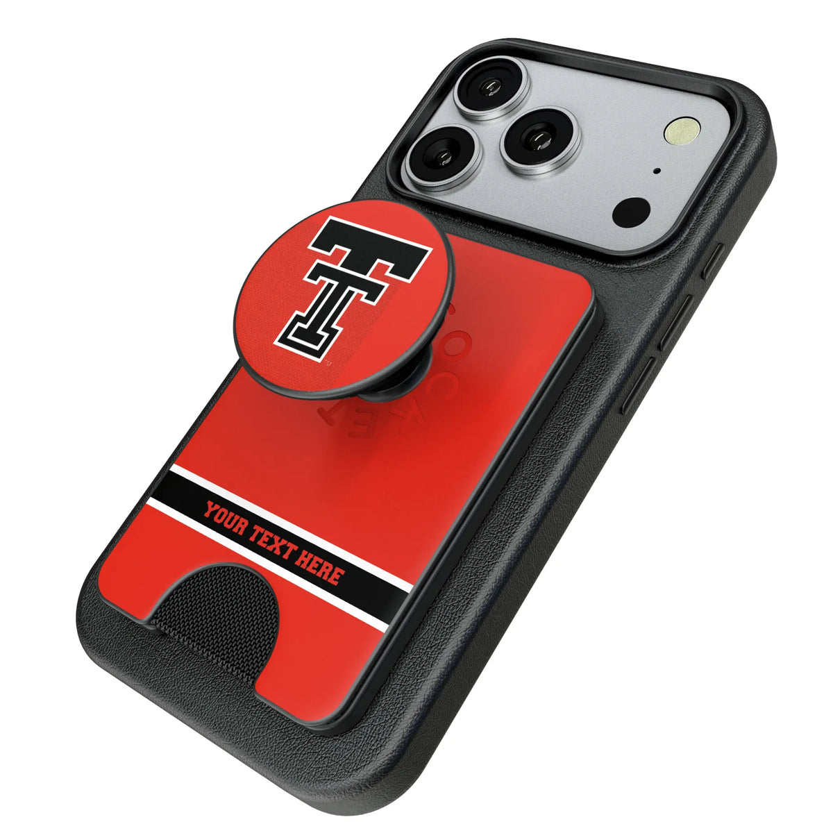 Texas Tech Red Raiders Personalized Endzone Solid Popsockets Wallet Magnetic - Isometric View