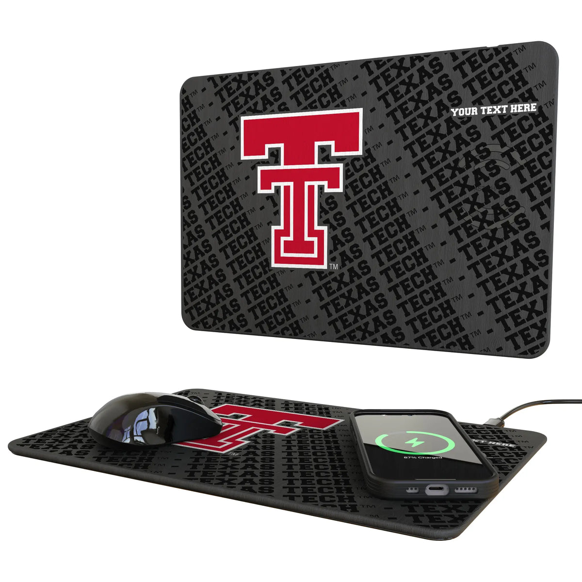 Texas Tech Red Raiders Personalized Tilt 15-Watt Wireless Charger and Mouse Pad