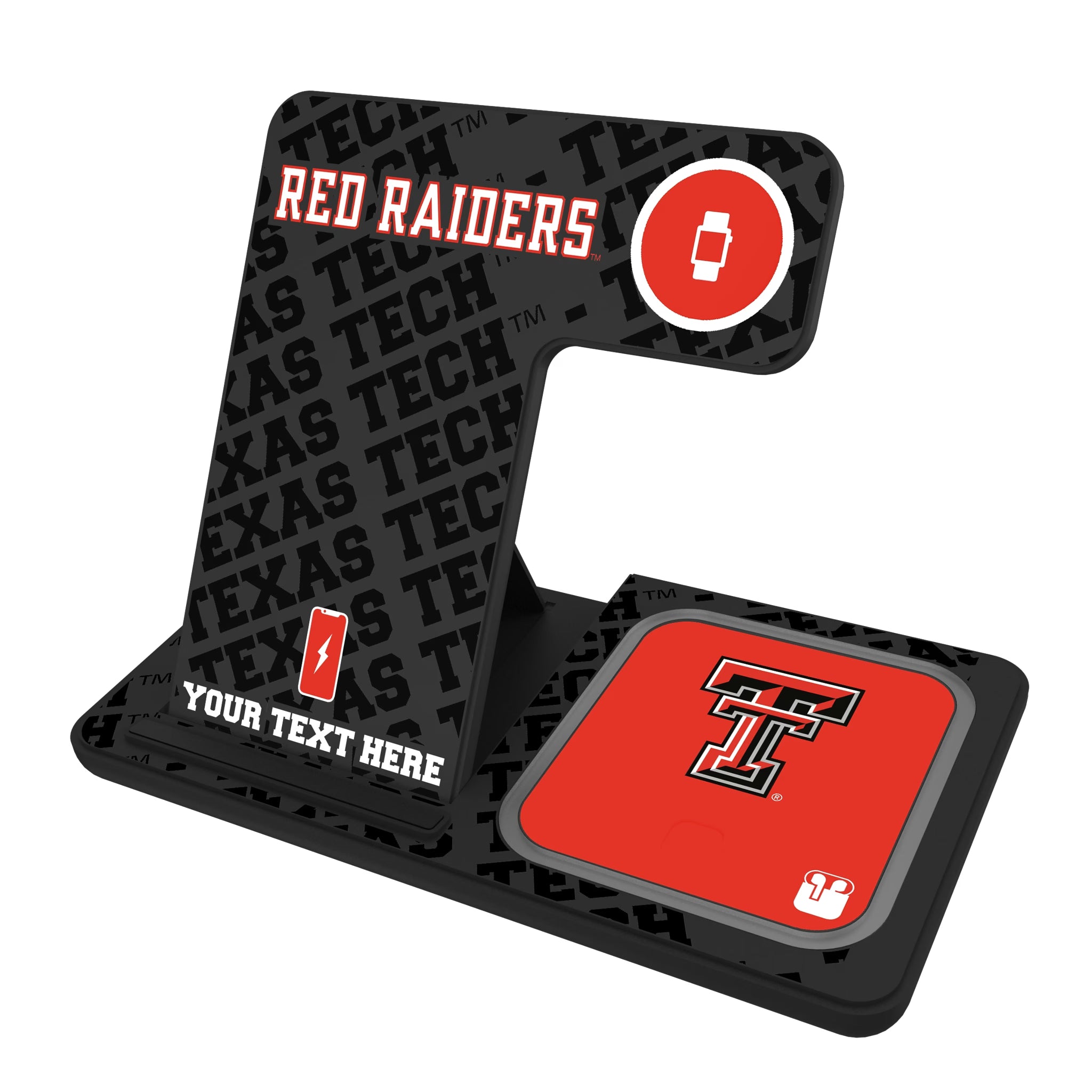 Texas Tech Red Raiders Personalized Tilt 3 in 1 Charging Station