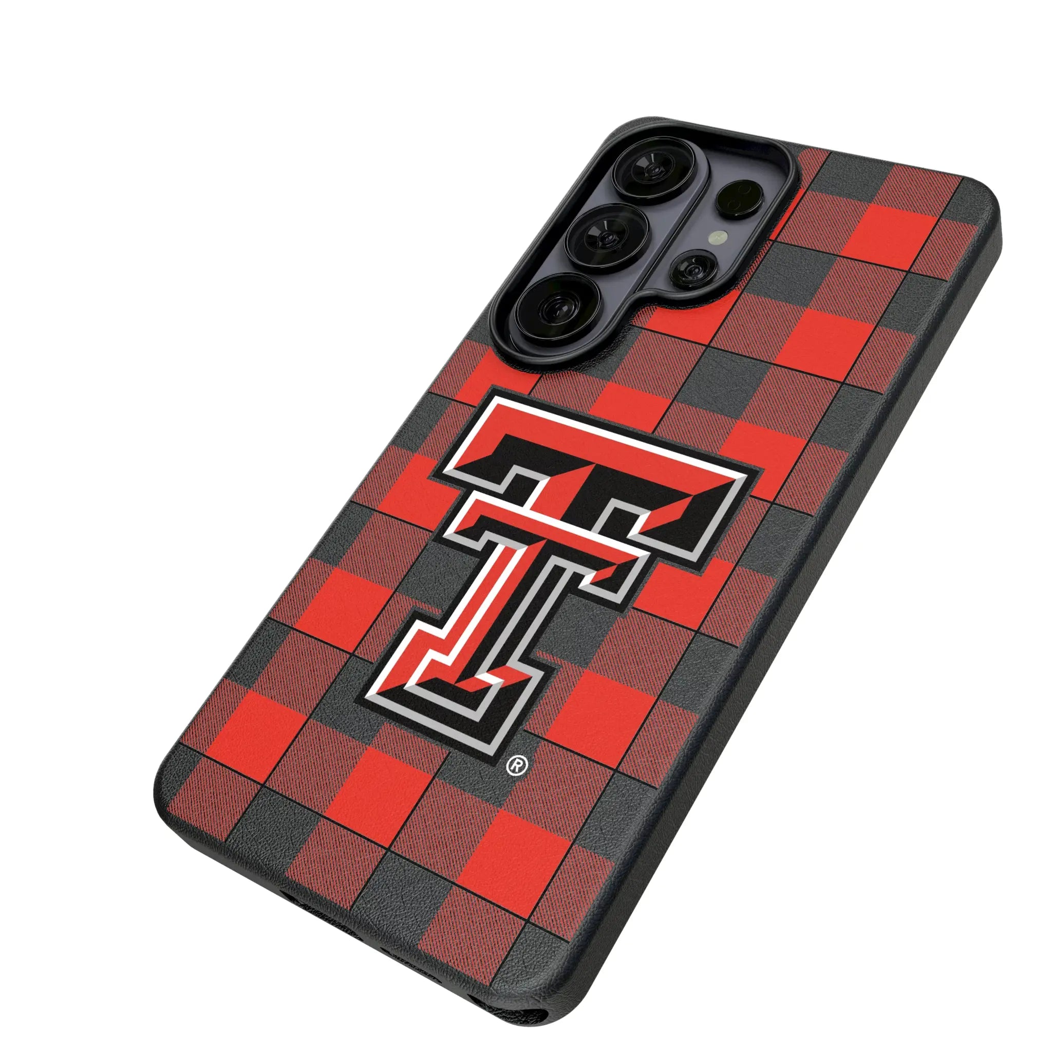 Texas Tech Red Raiders Plaid Galaxy MagSafe Compatible Phone Case for Samsung Galaxy - Isometric View#Device_Galaxy S26 Ultra