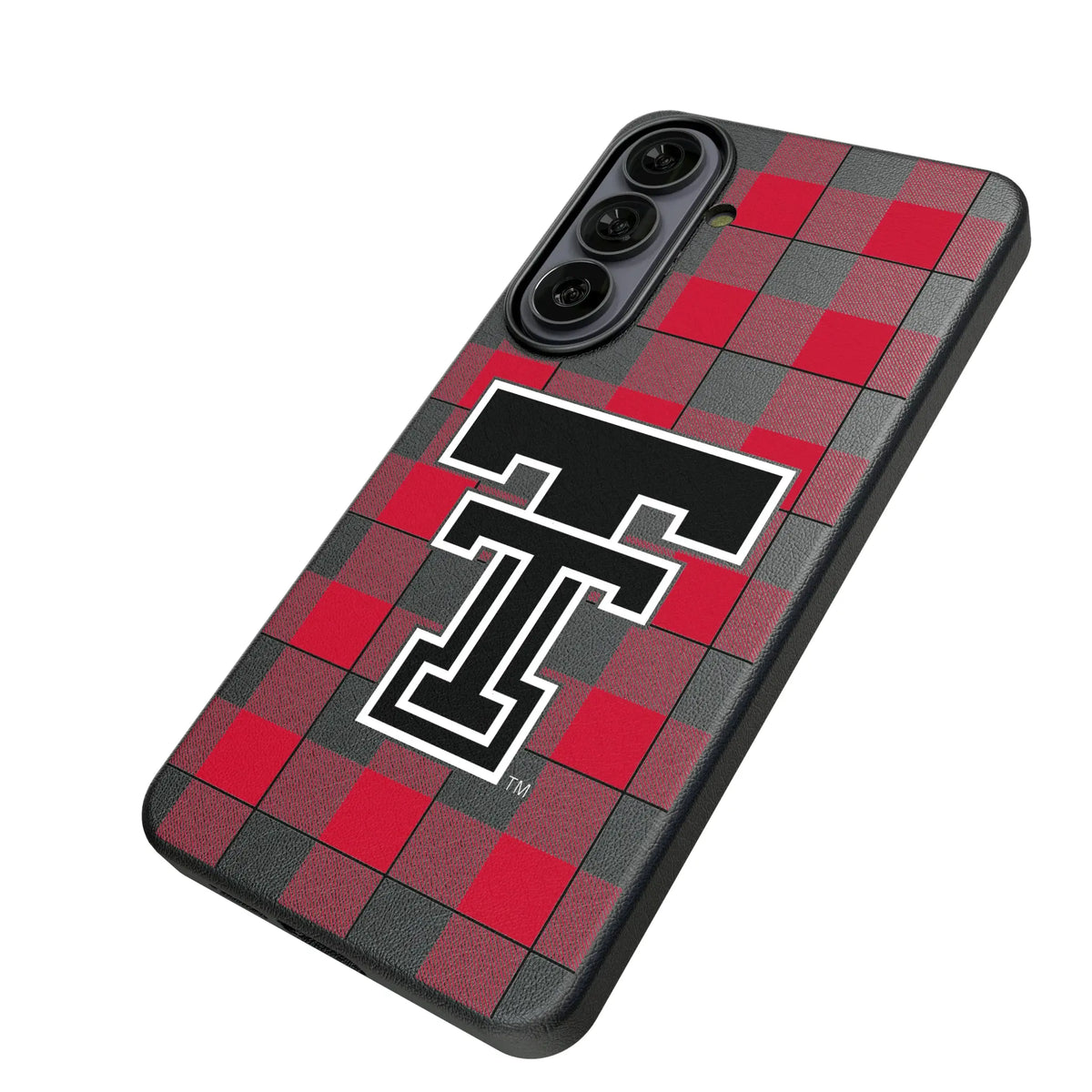 Texas Tech Red Raiders Plaid Galaxy MagSafe Compatible Phone Case for Samsung Galaxy - Isometric View#Device_Galaxy S26 Plus