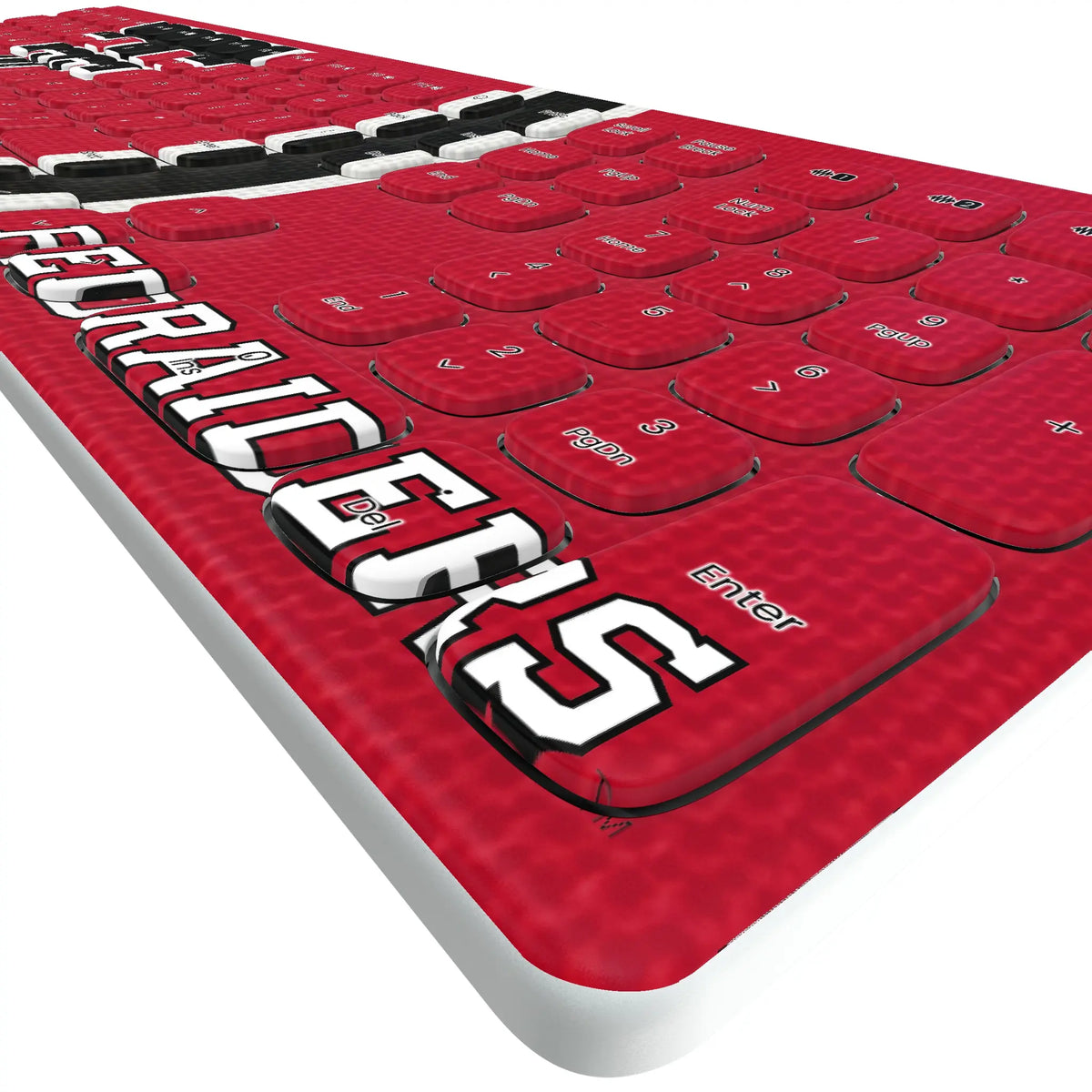 Texas Tech Red Raiders Stripe KKB605 Curved Wireless Keyboard - Detail