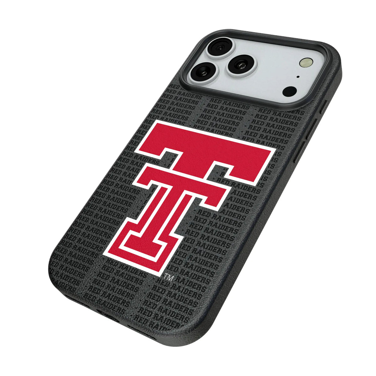 Texas Tech Red Raiders Text Backdrop iPhone MagSafe Compatible Phone Case for Apple iPhone - Isometric View#Device_iPhone 18 Pro Max