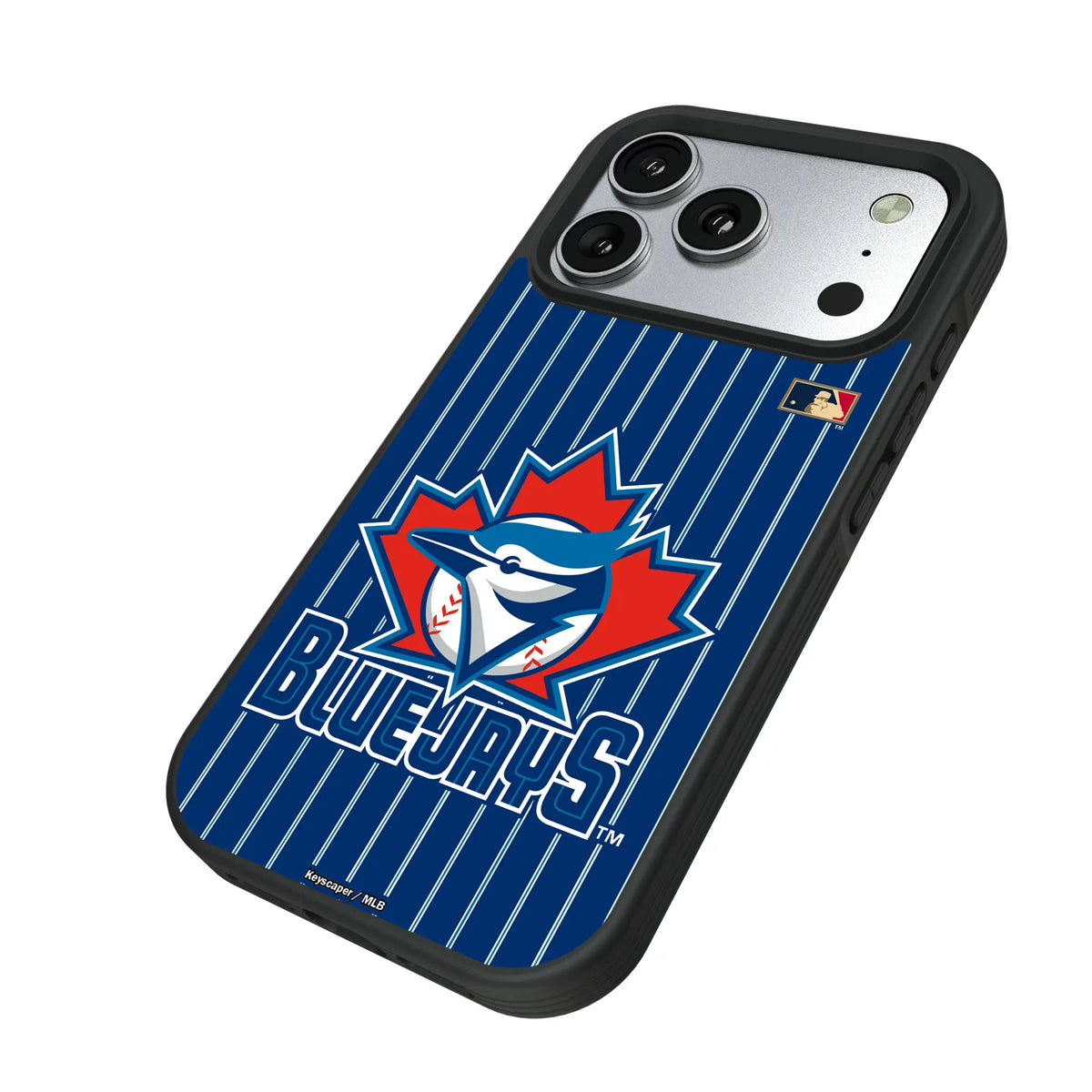 Toronto Blue Jays 1997-2002 - Cooperstown Collection Pinstripe iPhone Bump Phone Case for Apple iPhone - Isometric View#Device_iPhone 17 Pro