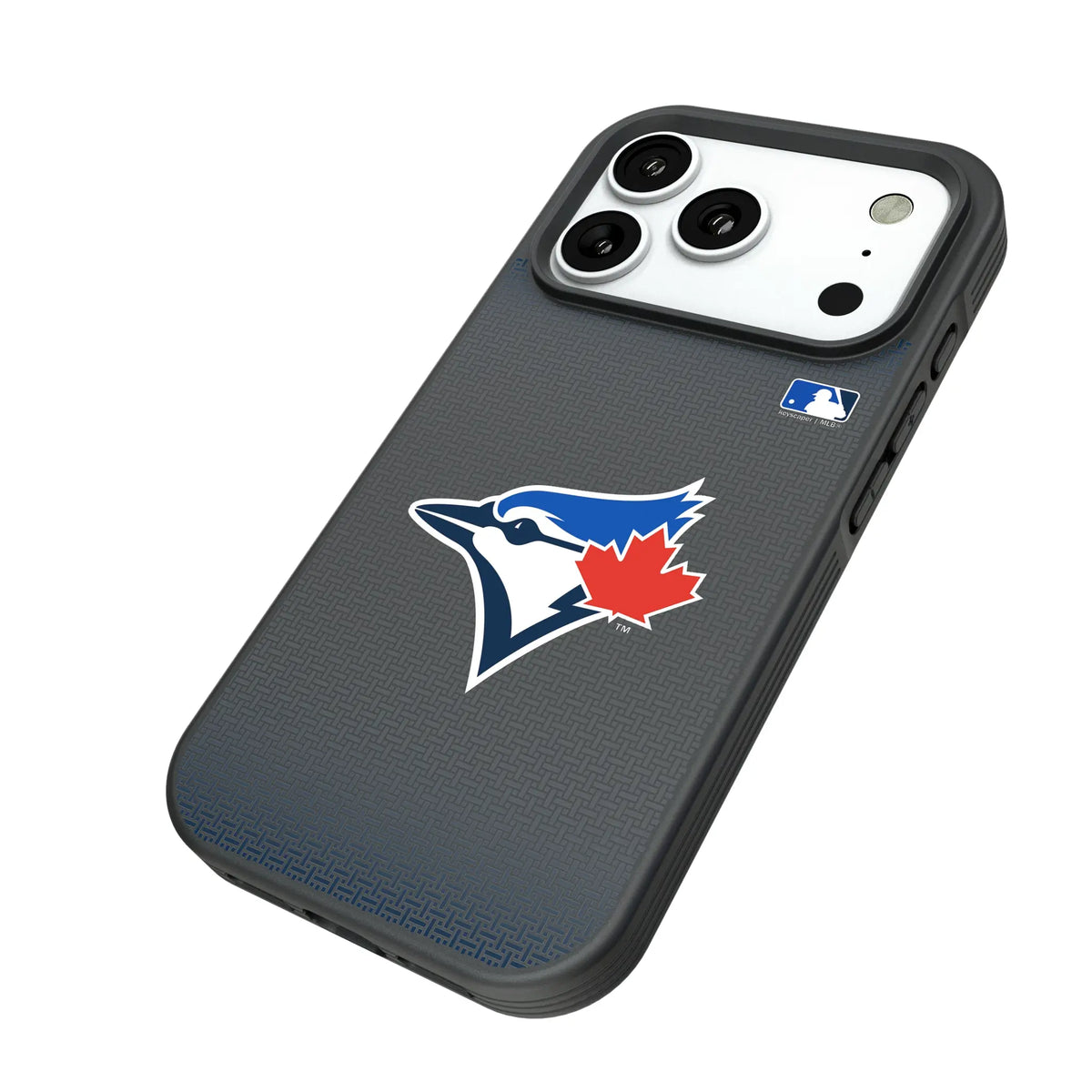 Toronto Blue Jays Linen iPhone Bump Phone Case for Apple iPhone - Isometric View#Device_iPhone 18 Pro