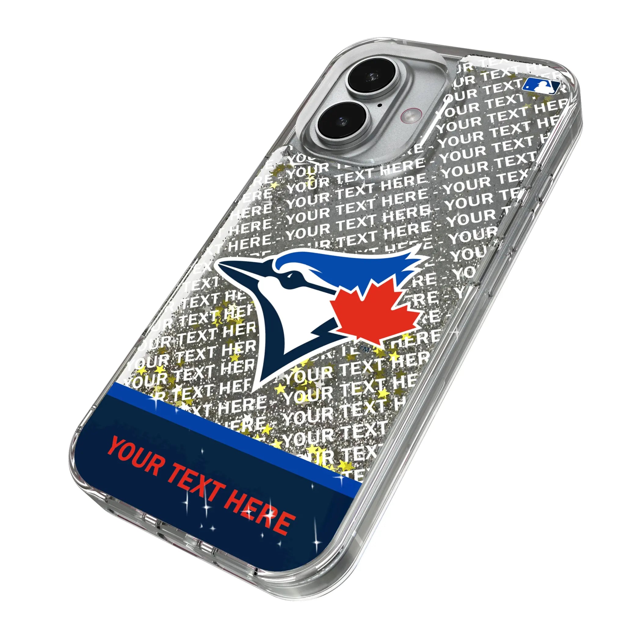 Toronto Blue Jays Personalized EndZone Plus iPhone Glitter Phone Case for Apple iPhone - Isometric View