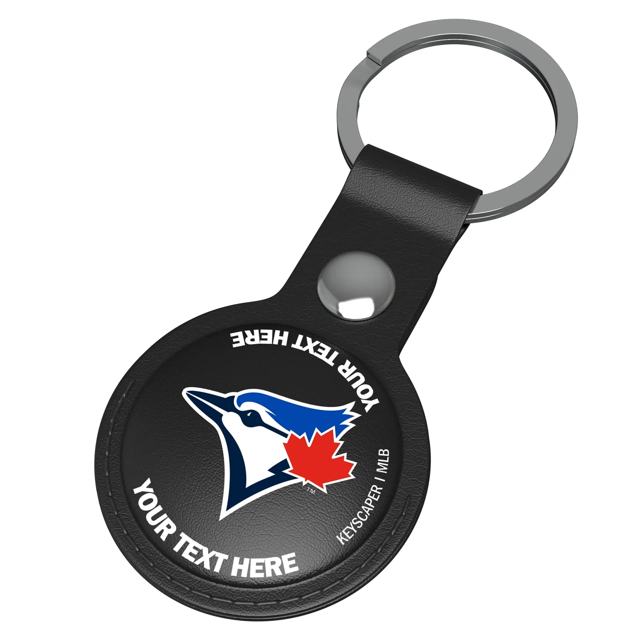 Toronto Blue Jays Personalized Insignia AirTag Black Airtag Holder - Isometric View