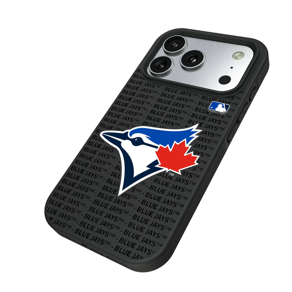 Toronto Blue Jays Text Backdrop iPhone Bump Phone Case for Apple iPhone - Isometric View#Device_iPhone 17 Pro