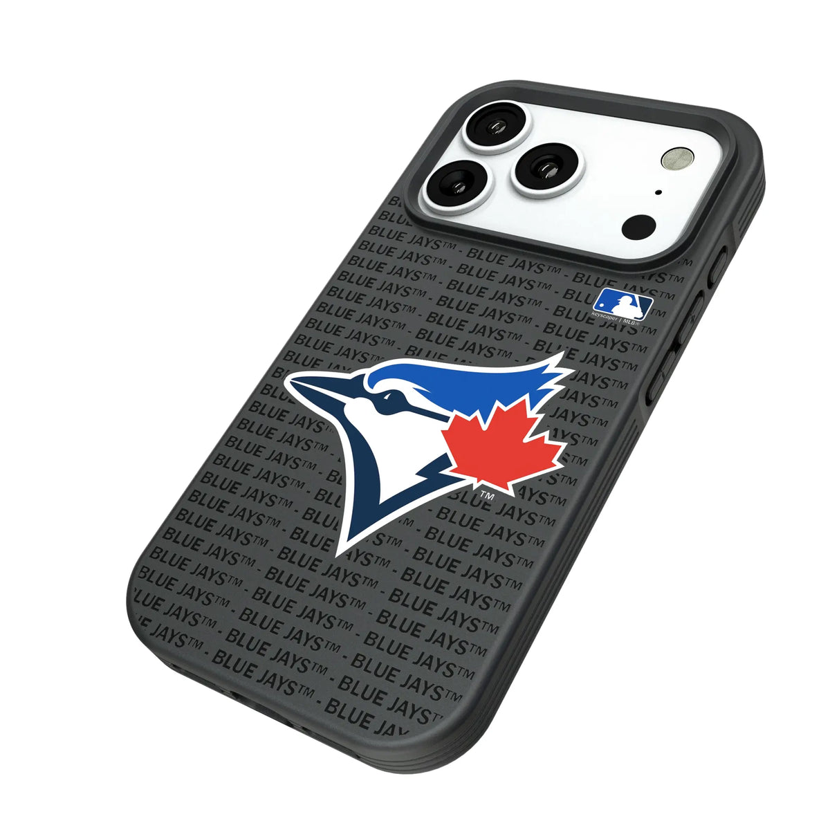 Toronto Blue Jays Text Backdrop iPhone Bump Phone Case for Apple iPhone - Isometric View#Device_iPhone 18 Pro