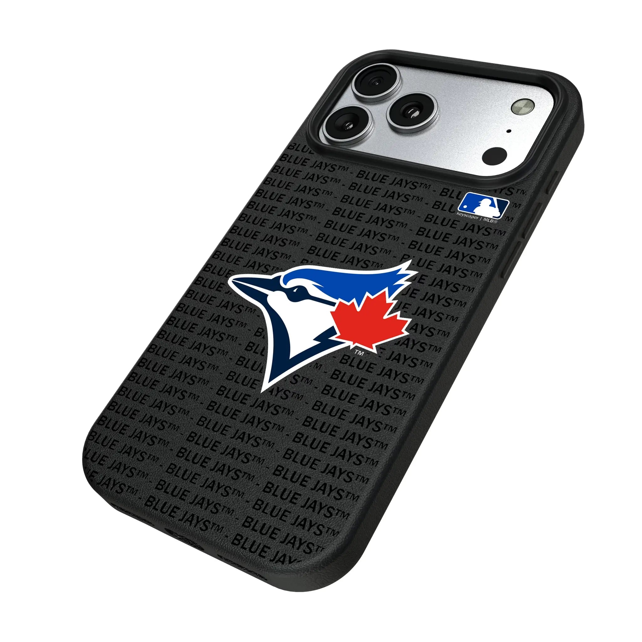 Toronto Blue Jays Text Backdrop iPhone MagSafe Compatible Phone Case for Apple iPhone - Isometric View#Device_iPhone 17 Pro Max