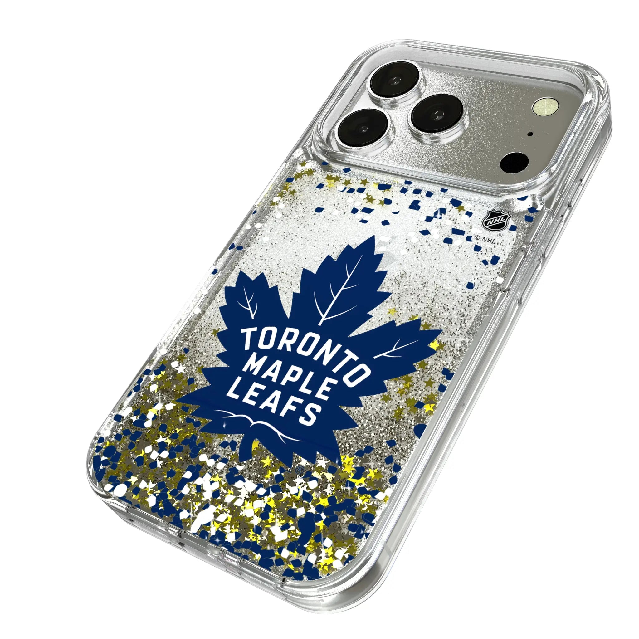 Toronto Maple Leafs Confetti iPhone Glitter Phone Case for Apple iPhone - Isometric View