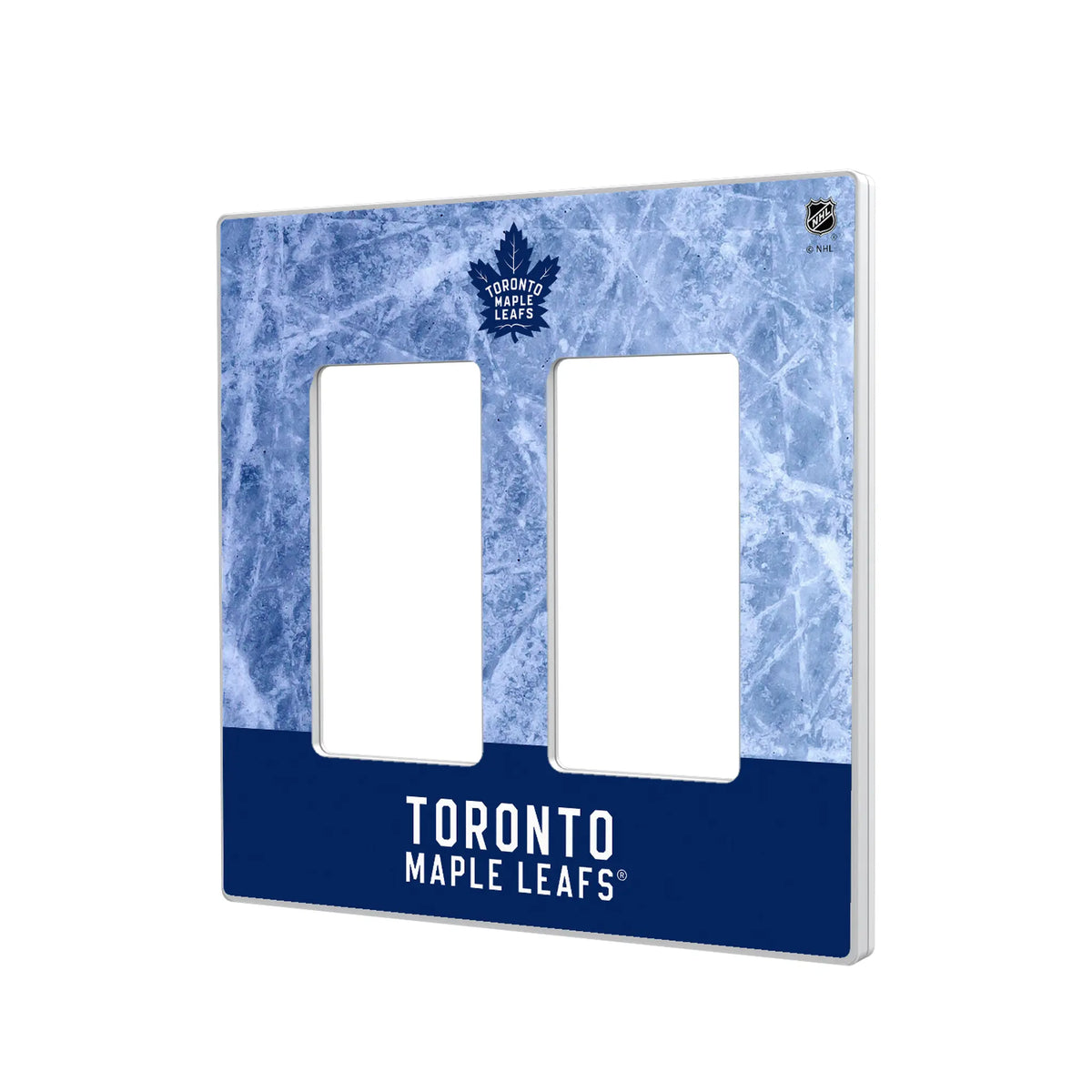 Toronto Maple Leafs Ice Wordmark Hidden-Screw Light Switch Plate#Style_Double Rocker