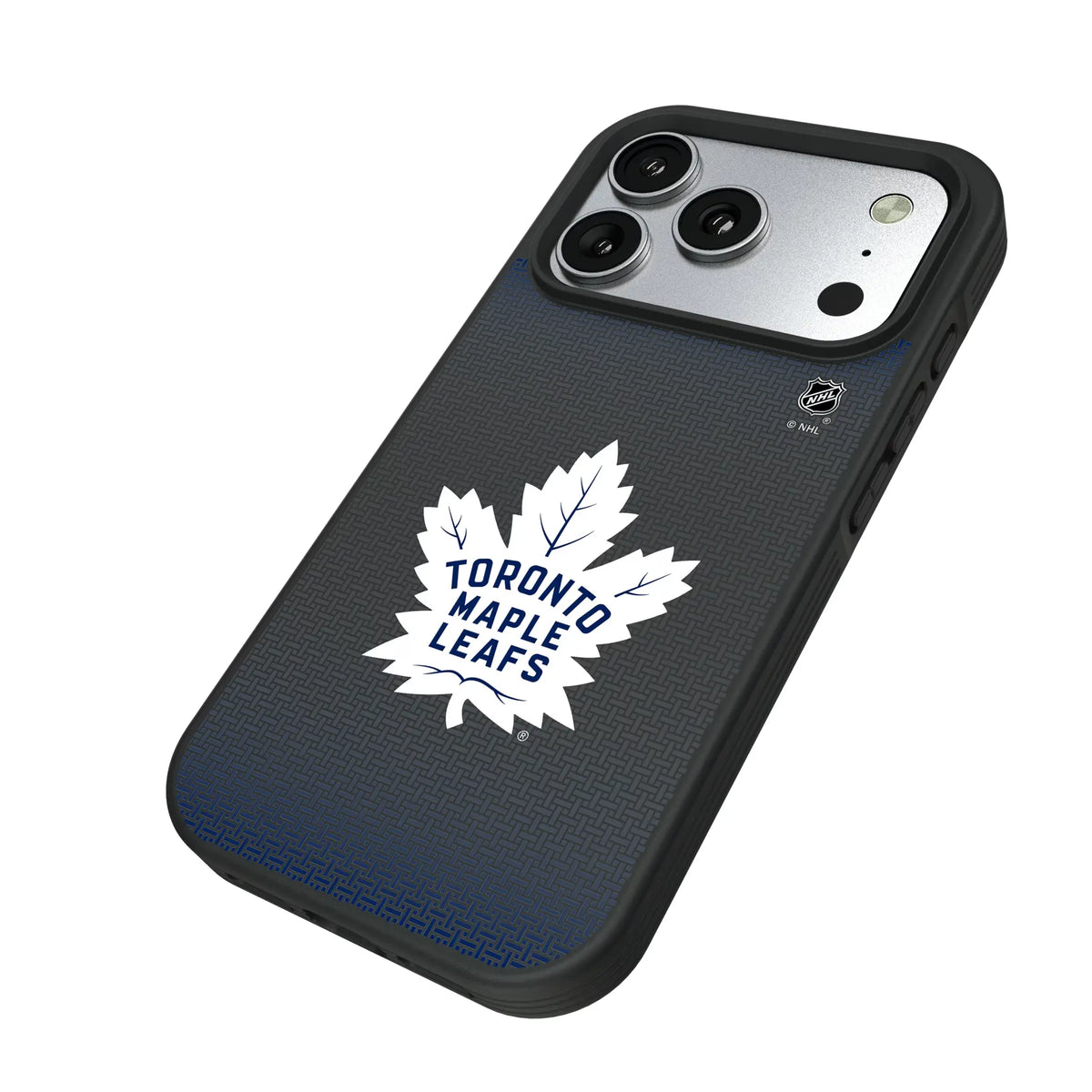 Toronto Maple Leafs Linen iPhone Bump Phone Case for Apple iPhone - Isometric View#Device_iPhone 17 Pro