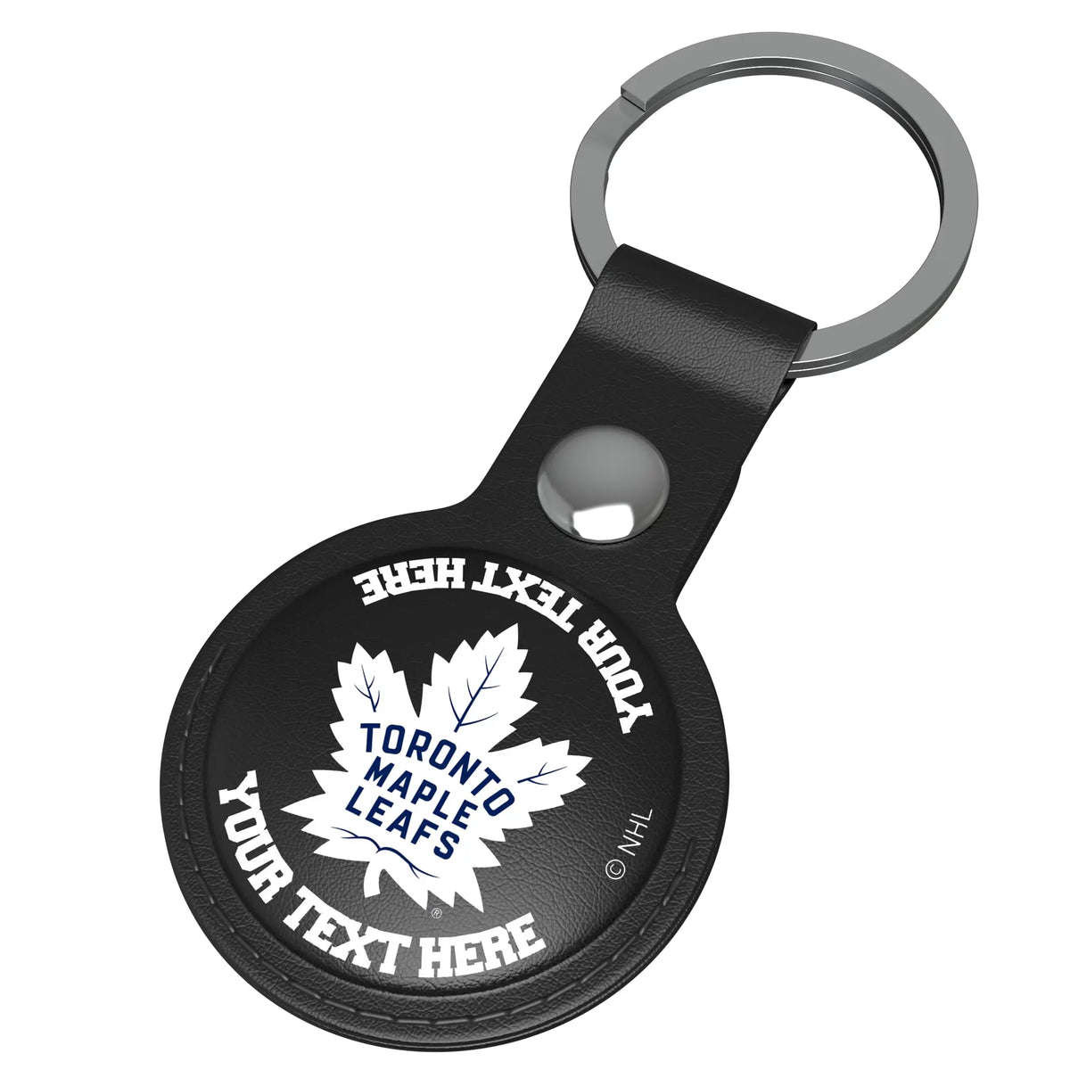 Toronto Maple Leafs Personalized Insignia AirTag Black Airtag Holder - Isometric View