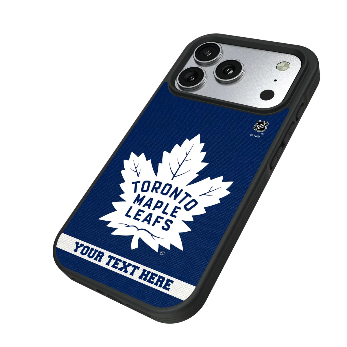 Toronto Maple Leafs Personalized Stripe iPhone Bump Phone Case for Apple iPhone - Isometric View#Device_iPhone 17 Pro
