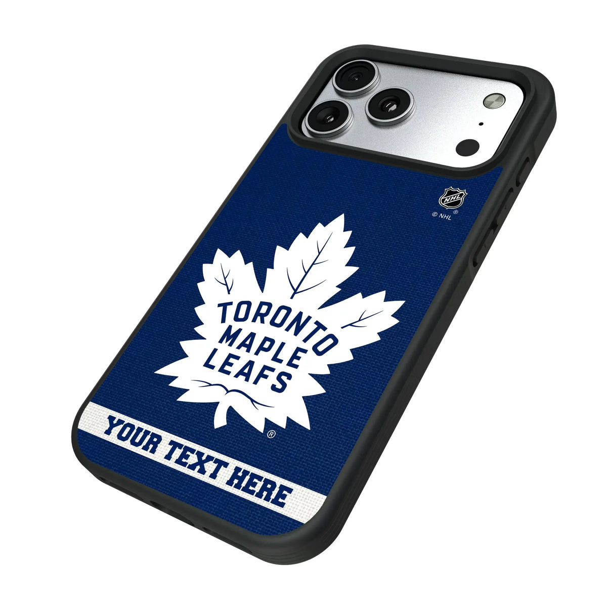 Toronto Maple Leafs Personalized Stripe iPhone Bump Phone Case for Apple iPhone - Isometric View#Device_iPhone 17 Pro Max