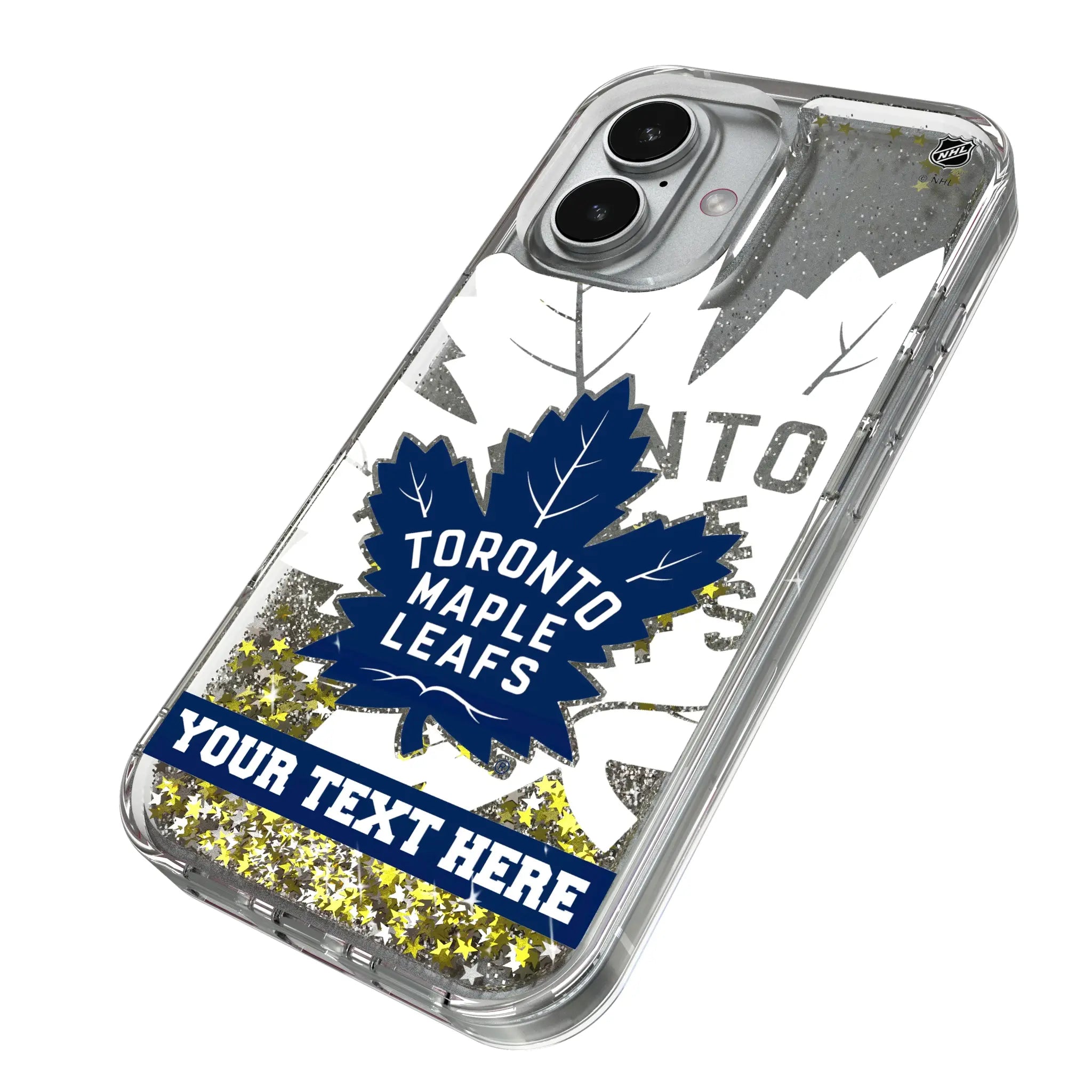 Toronto Maple Leafs Personalized Tilt iPhone Glitter Phone Case for Apple iPhone - Isometric View