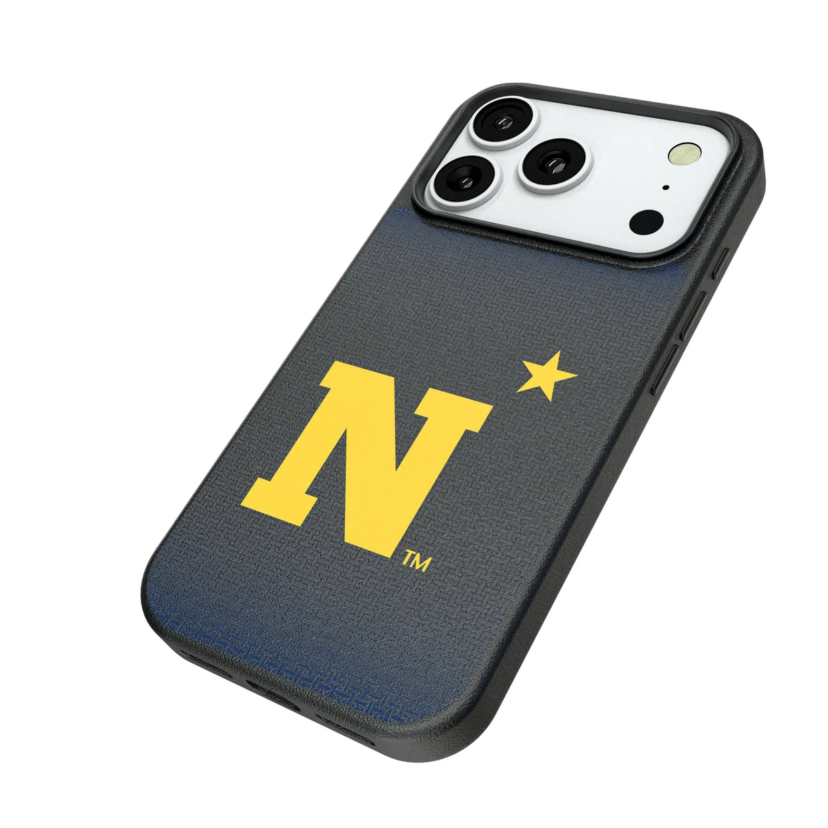 United State Naval Academy Midshipmen Linen iPhone MagSafe Compatible Phone Case for Apple iPhone - Isometric View#Device_iPhone 18 Pro