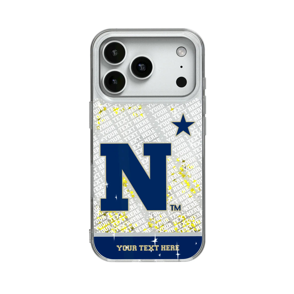 United State Naval Academy Midshipmen Personalized EndZone Plus Glitter Phone Case for Apple iPhone