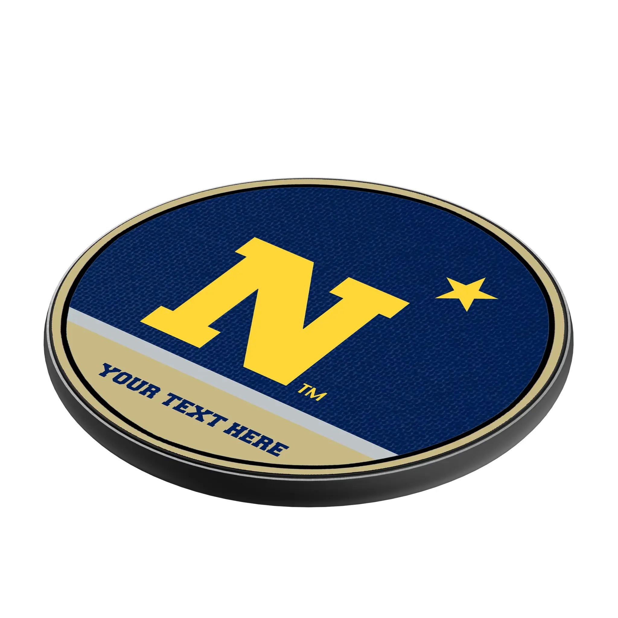 United State Naval Academy Midshipmen Personalized Endzone Solid 15-Watt Wireless Charger - Isometric View