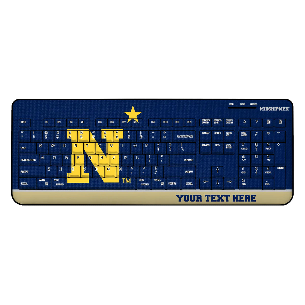 United State Naval Academy Midshipmen Personalized Endzone Solid Wireless USB Keyboard