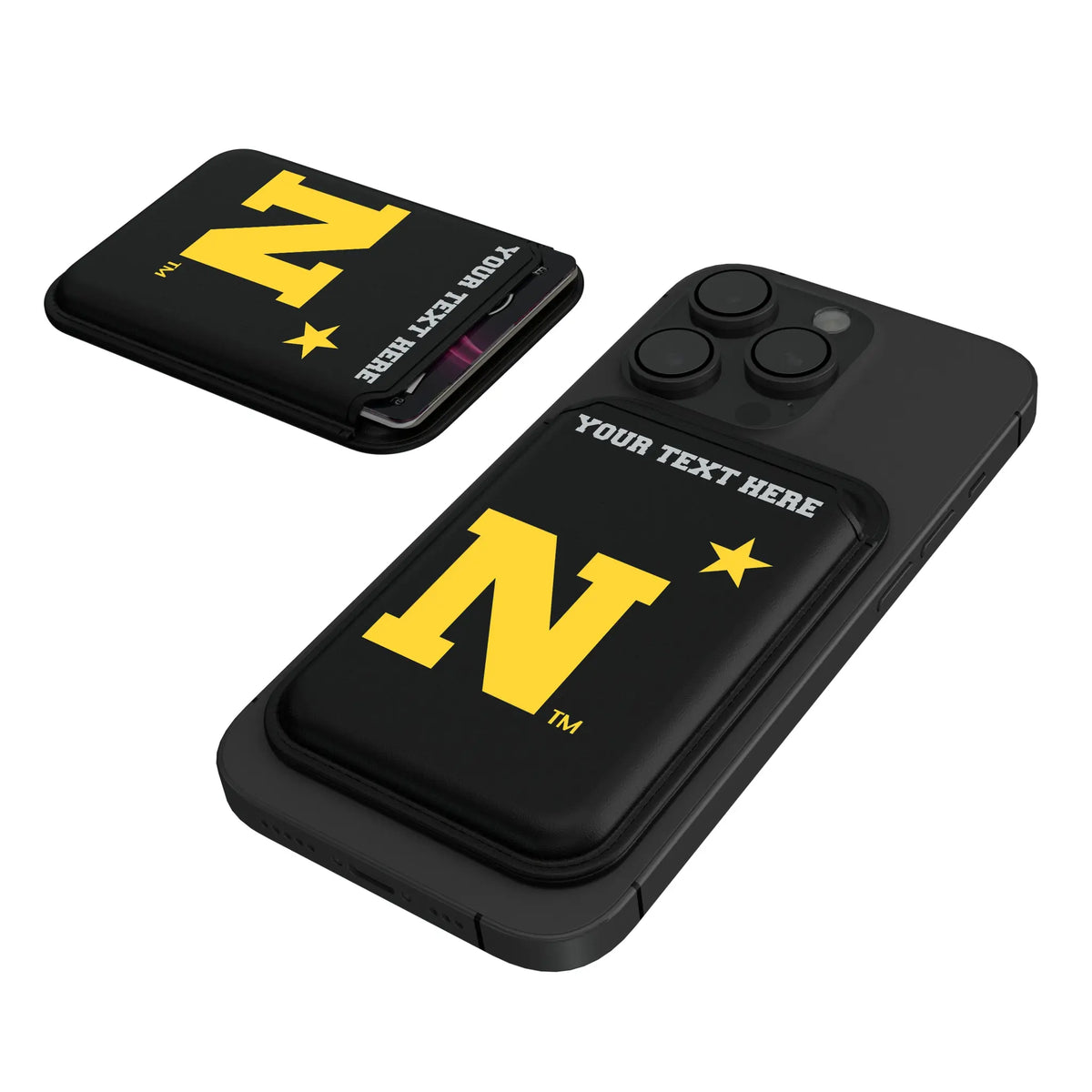 United State Naval Academy Midshipmen Personalized Insignia Black Magnetic Credit Card Wallet