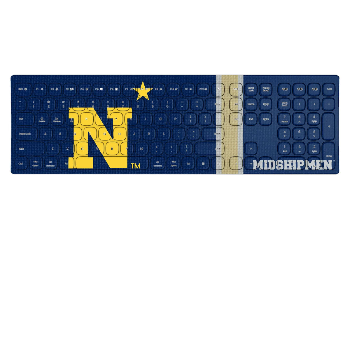 United State Naval Academy Midshipmen Stripe KKB605 Curved Wireless Keyboard