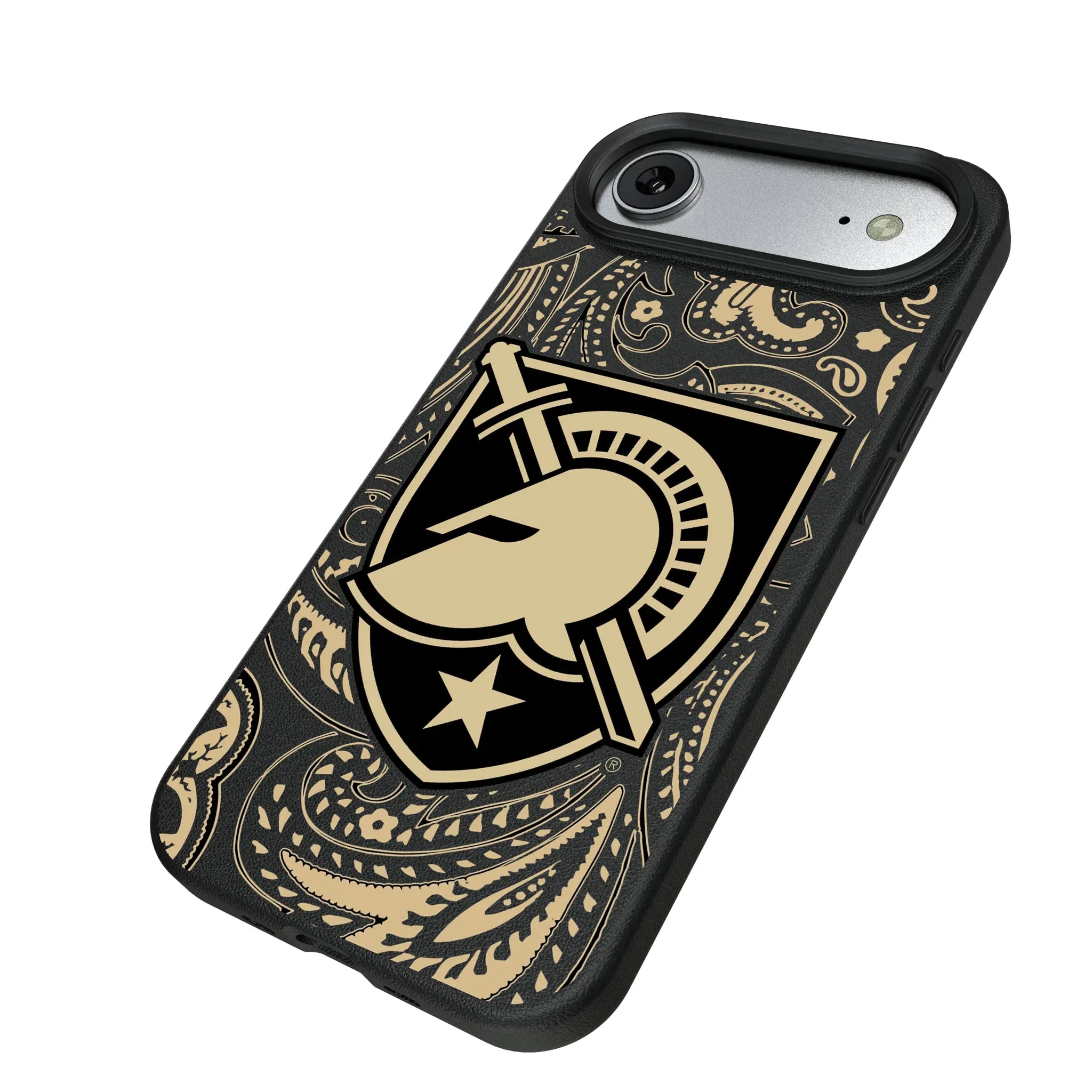 United States Military Academy Black Knights Paisley iPhone MagSafe Compatible Phone Case for Apple iPhone - Isometric View#Device_iPhone Air
