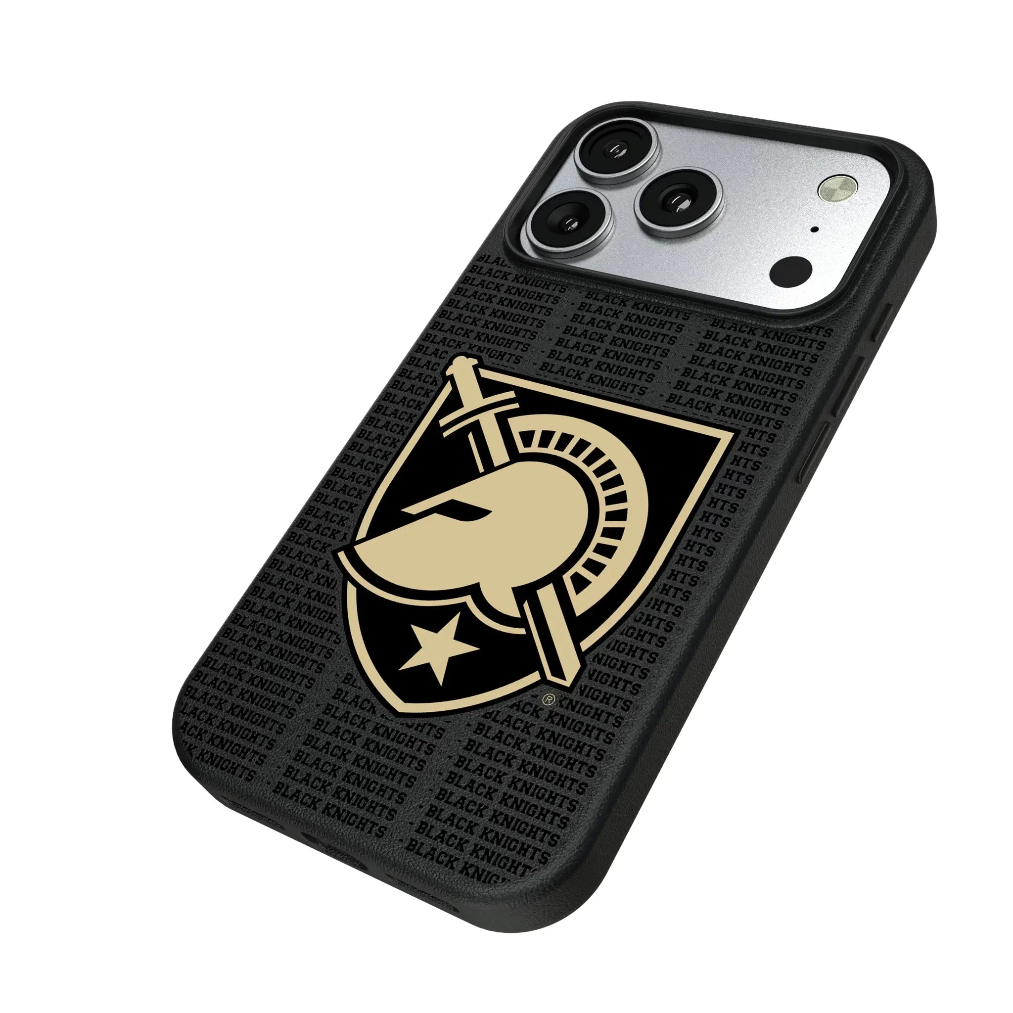 United States Military Academy Black Knights Text Backdrop iPhone MagSafe Compatible Phone Case for Apple iPhone - Isometric View#Device_iPhone 17 Pro