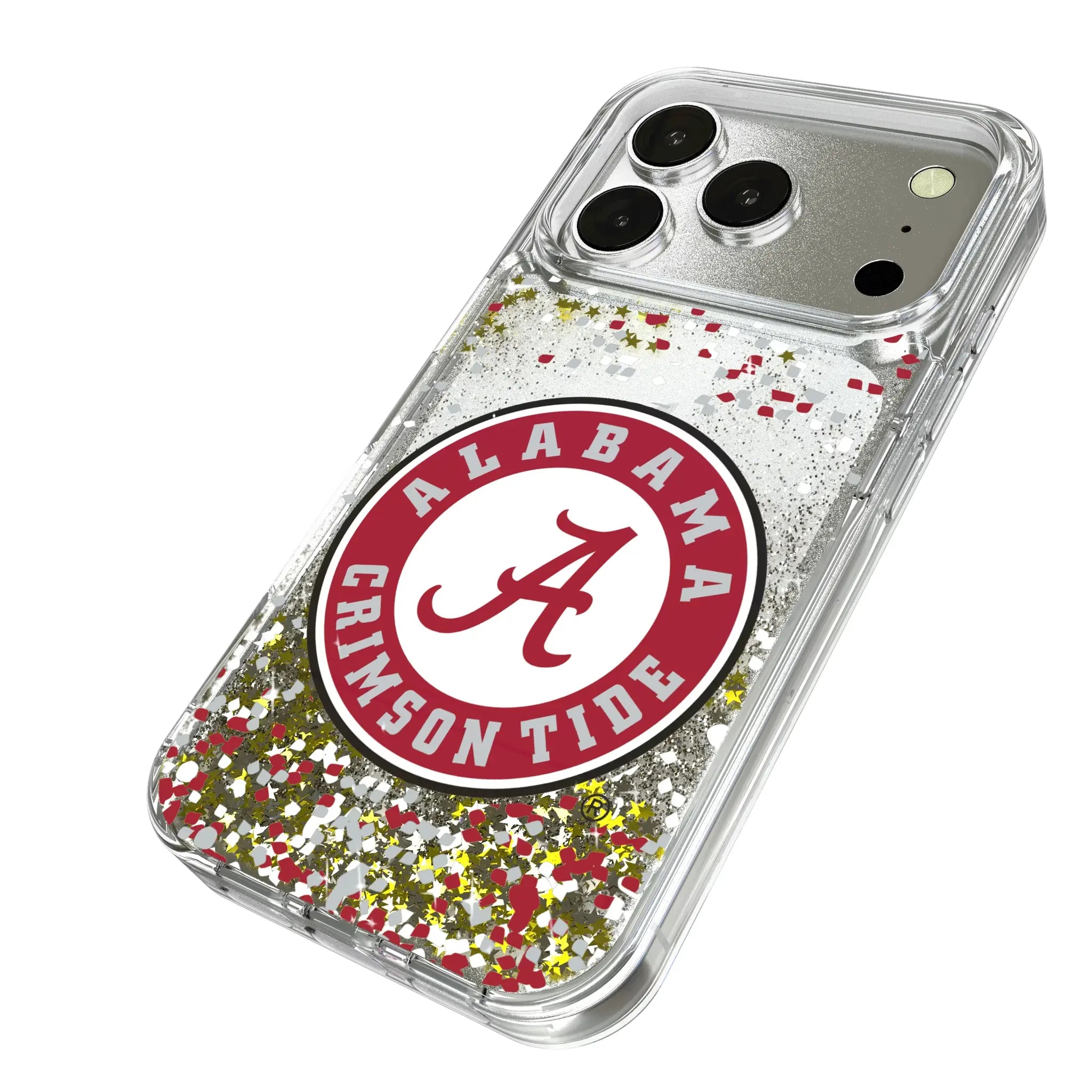 University of Alabama Crimson Tide Confetti iPhone Glitter Phone Case for Apple iPhone - Isometric View