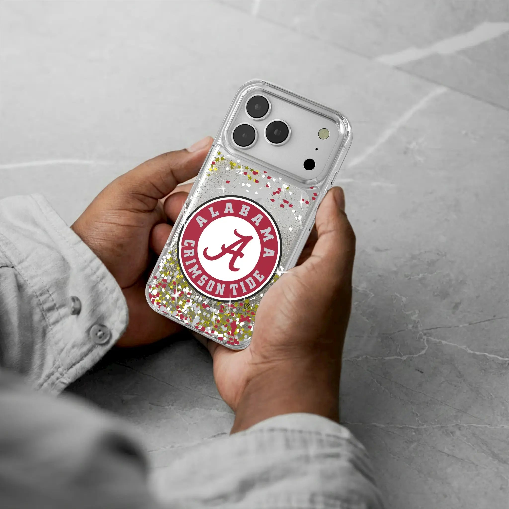 University of Alabama Crimson Tide Confetti iPhone Glitter Phone Case for Apple iPhone - Lifestyle