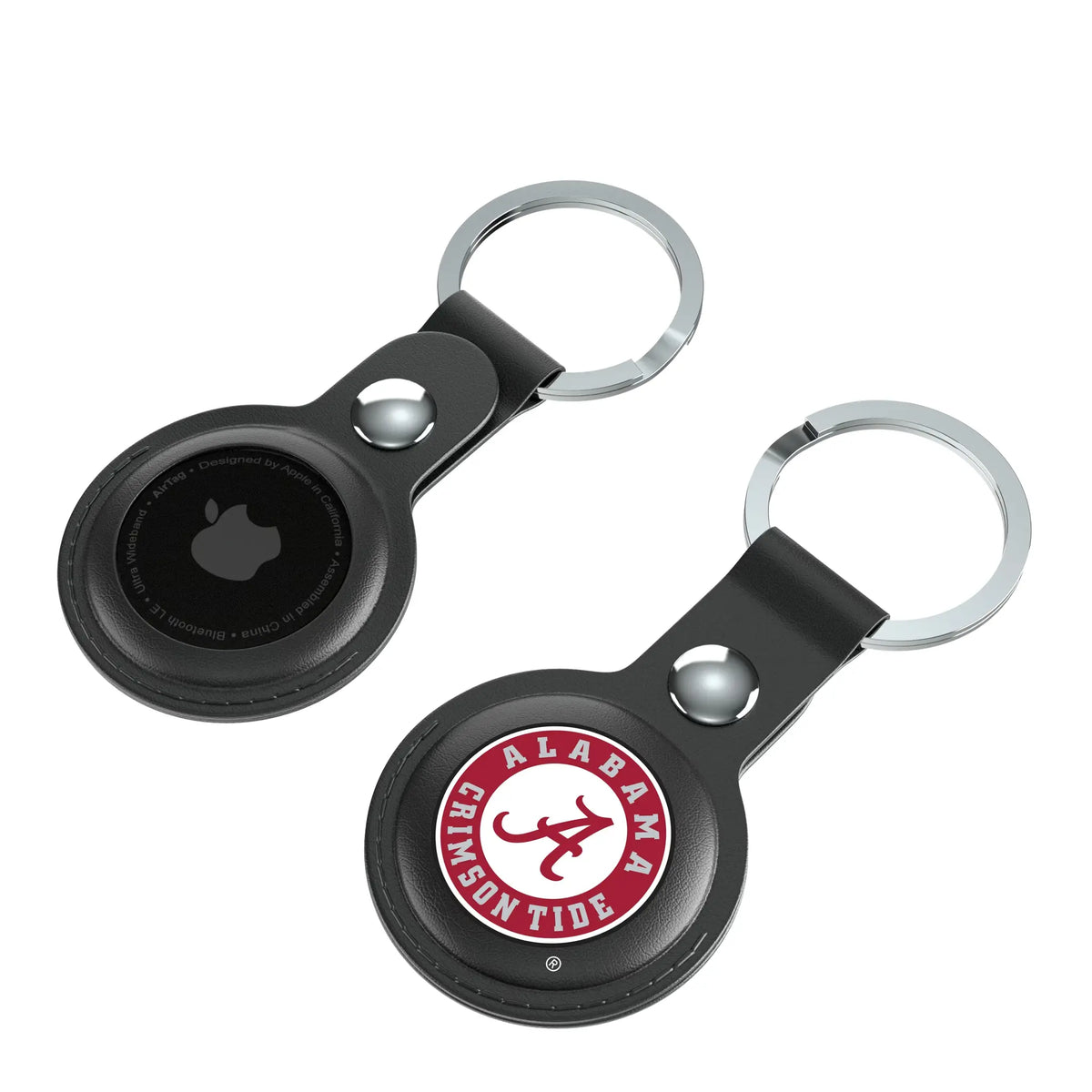 University of Alabama Crimson Tide Insignia AirTag Black Airtag Holder 2-Pack - Isometric View