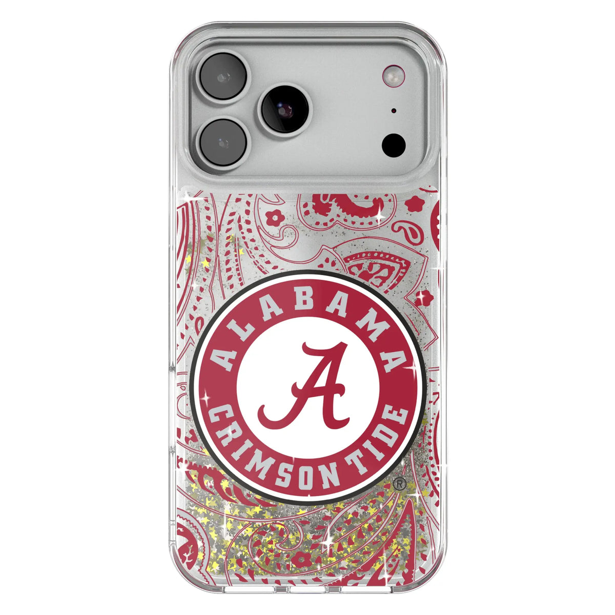 University of Alabama Crimson Tide Paisley Glitter Phone Case for Apple iPhone