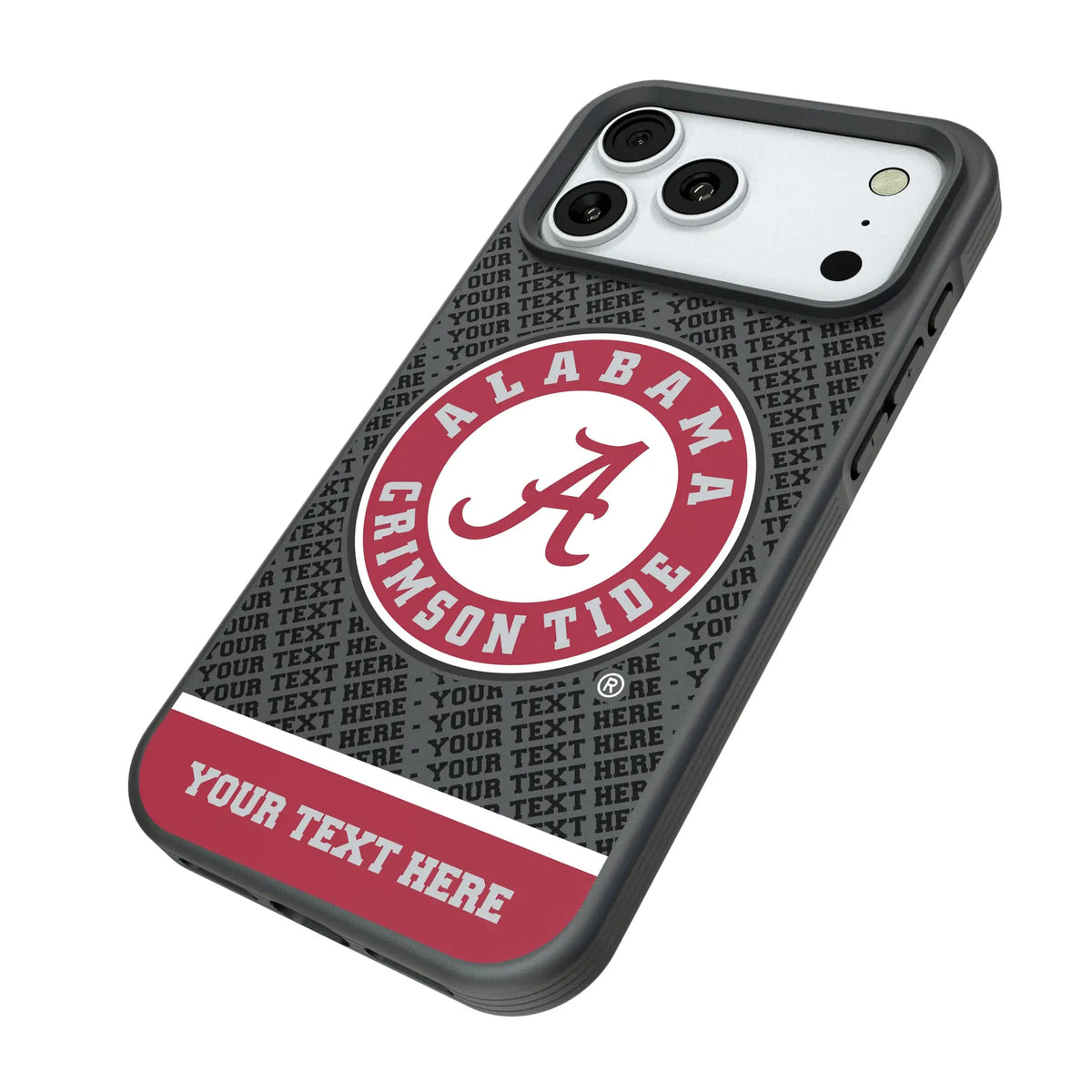 University of Alabama Crimson Tide Personalized EndZone Plus iPhone Bump Phone Case for Apple iPhone - Isometric View#Device_iPhone 18 Pro Max