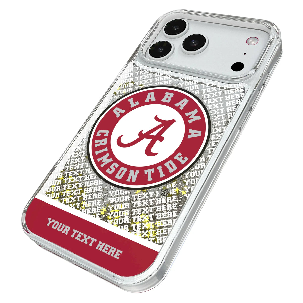 University of Alabama Crimson Tide Personalized EndZone Plus iPhone Glitter Phone Case for Apple iPhone - Isometric View#Device_iPhone 18 Pro Max